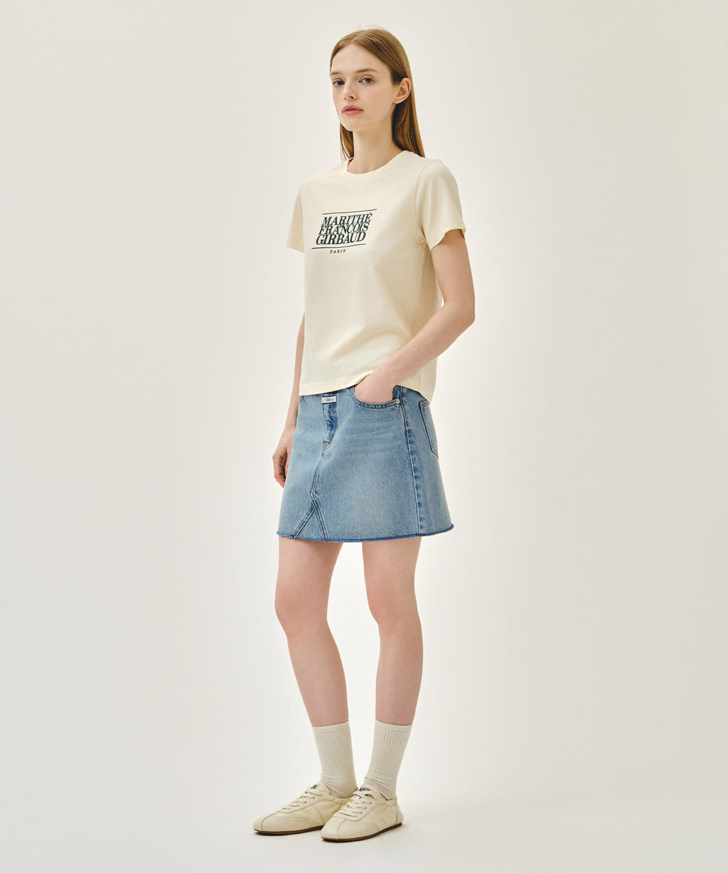 Marithe & Francois Girbaud - Raw Edge Denim Mini Skirt (Light Blue) product image 4 | TRAB K-Fashion Australia