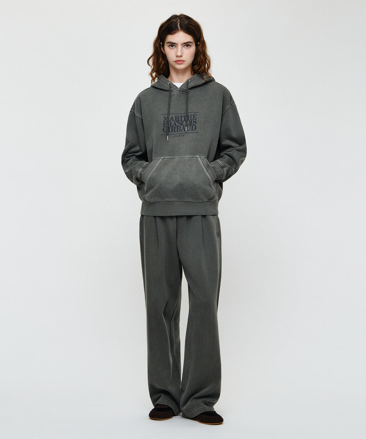 Marithe & Francois Girbaud - Crack Classic Logo Dyeing Oversized Hoodie (Charcoal) product image 4 | TRAB K-Fashion Australia