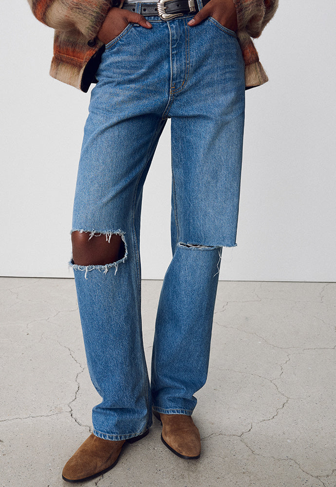 Tonywack - Straight-Leg Distressed Denim Jeans (Mid Blue) product image 4 | TRAB K-Fashion Australia