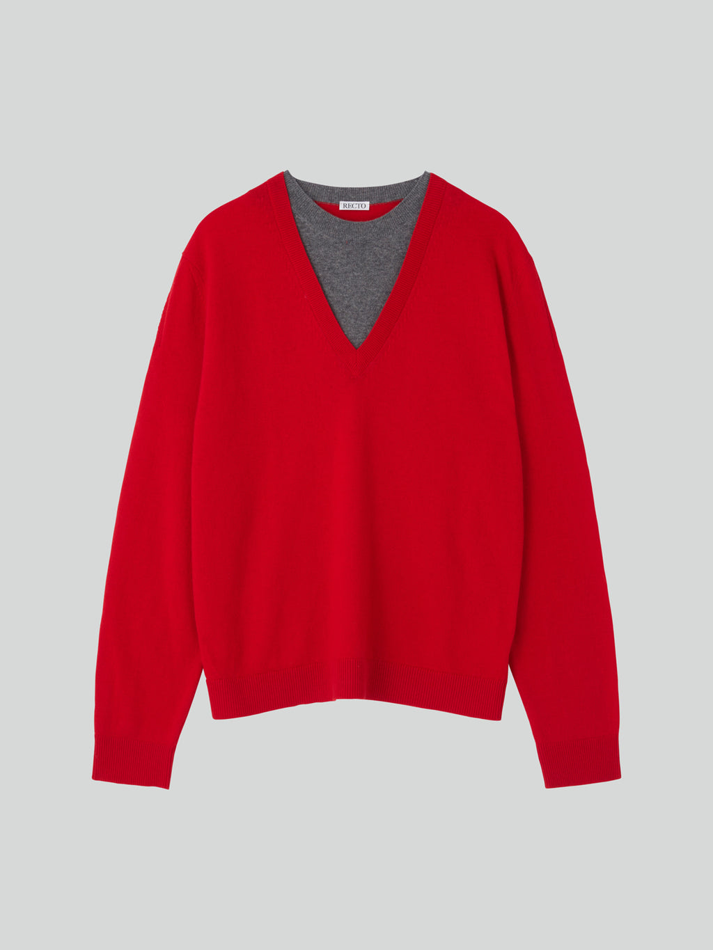 Recto - Contrast Layered V-Neck Knit Top (Red) product image 9 | TRAB K-Fashion Australia