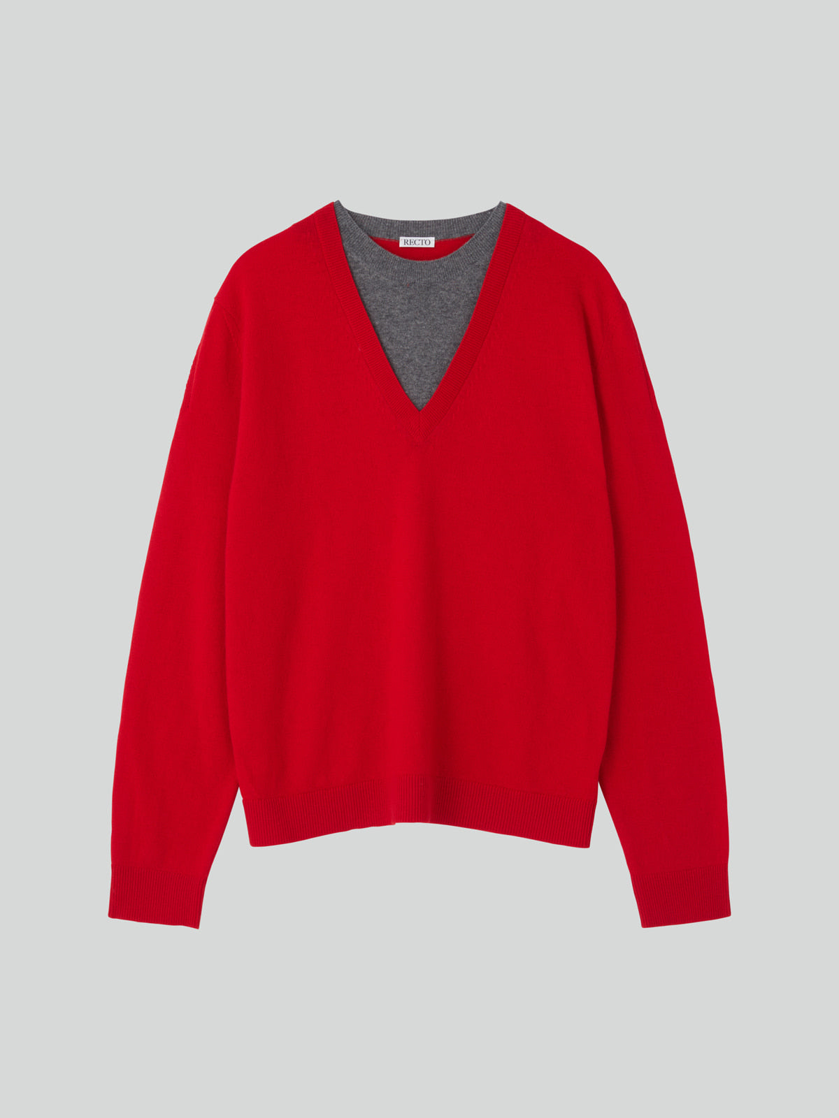 Recto - Contrast Layered V-Neck Knit Top (Red) product image 9 | TRAB K-Fashion Australia