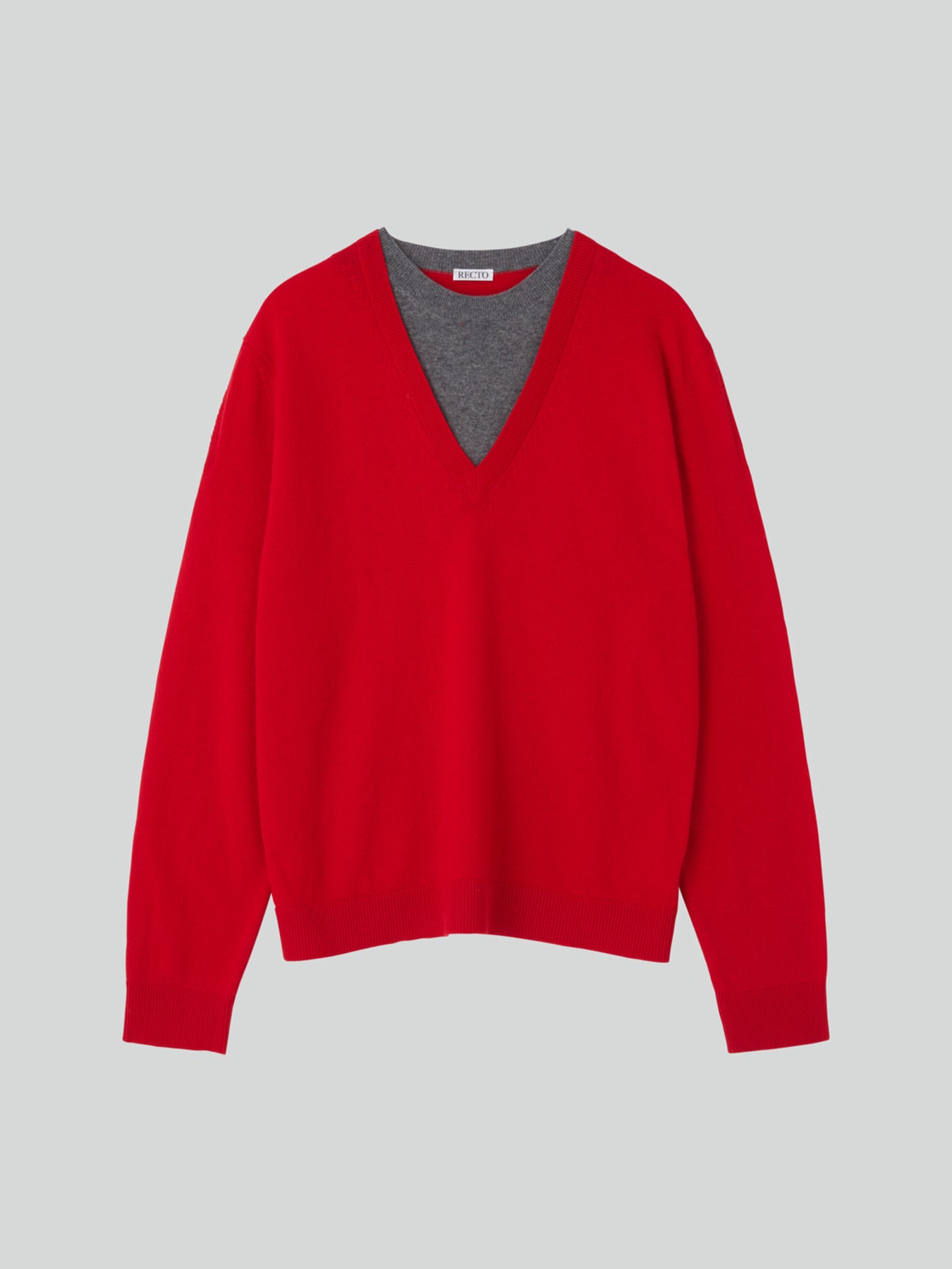 Recto - Contrast Layered V-Neck Knit Top (Red) product image 9 | TRAB K-Fashion Australia