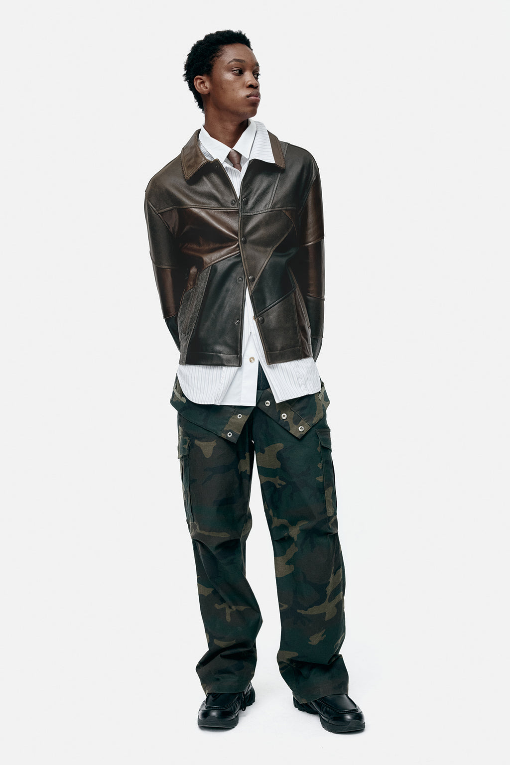 Andersson Bell - Unisex Camouflage Double Waist Work Wide-Leg Jeans (Navy/Green) product image 7 | TRAB K-Fashion Australia