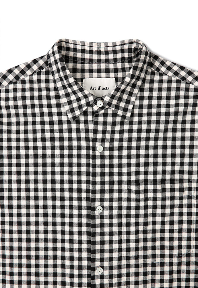 Art if acts - Gingham Check Oxford Shirt (Cream/Black) product image 9 | TRAB K-Fashion Australia