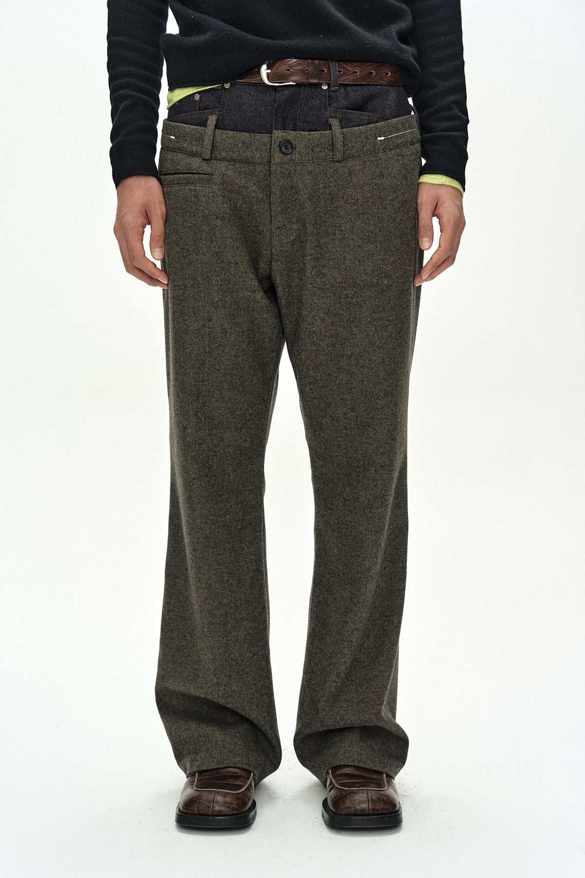 Andersson Bell - Double Waist Denim Wool Trousers (Grey/Indigo) product image 7 | TRAB K-Fashion Australia