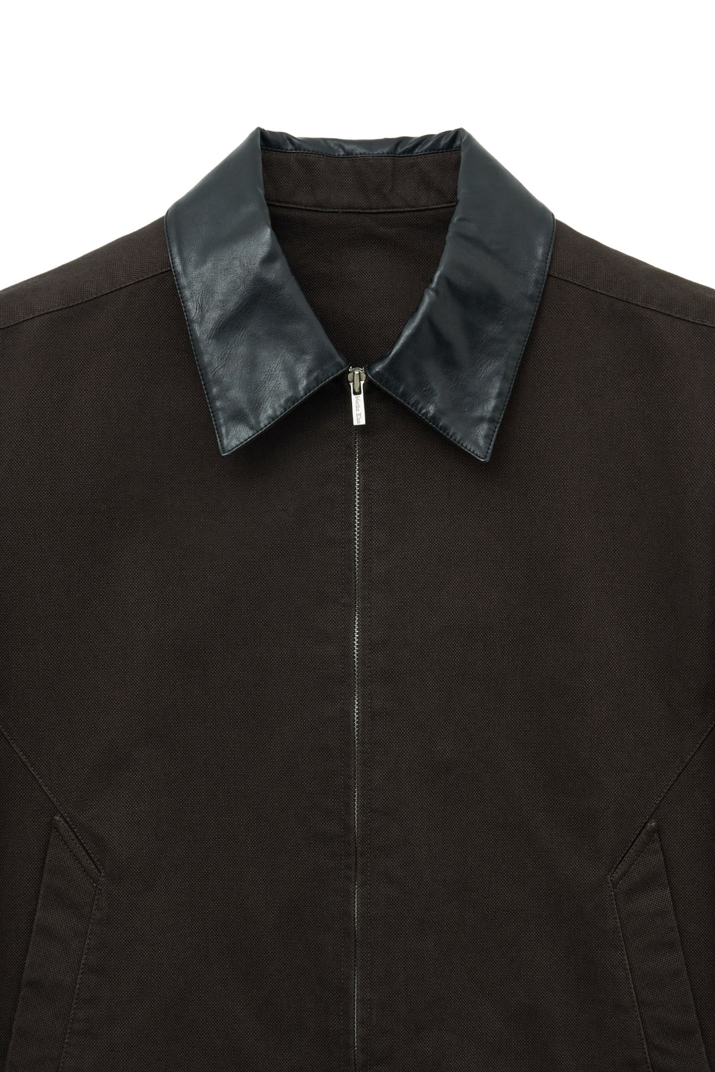 Matin Kim - Leather Collar Point Work Jacket (Dark Brown) product image 3 | TRAB K-Fashion Australia