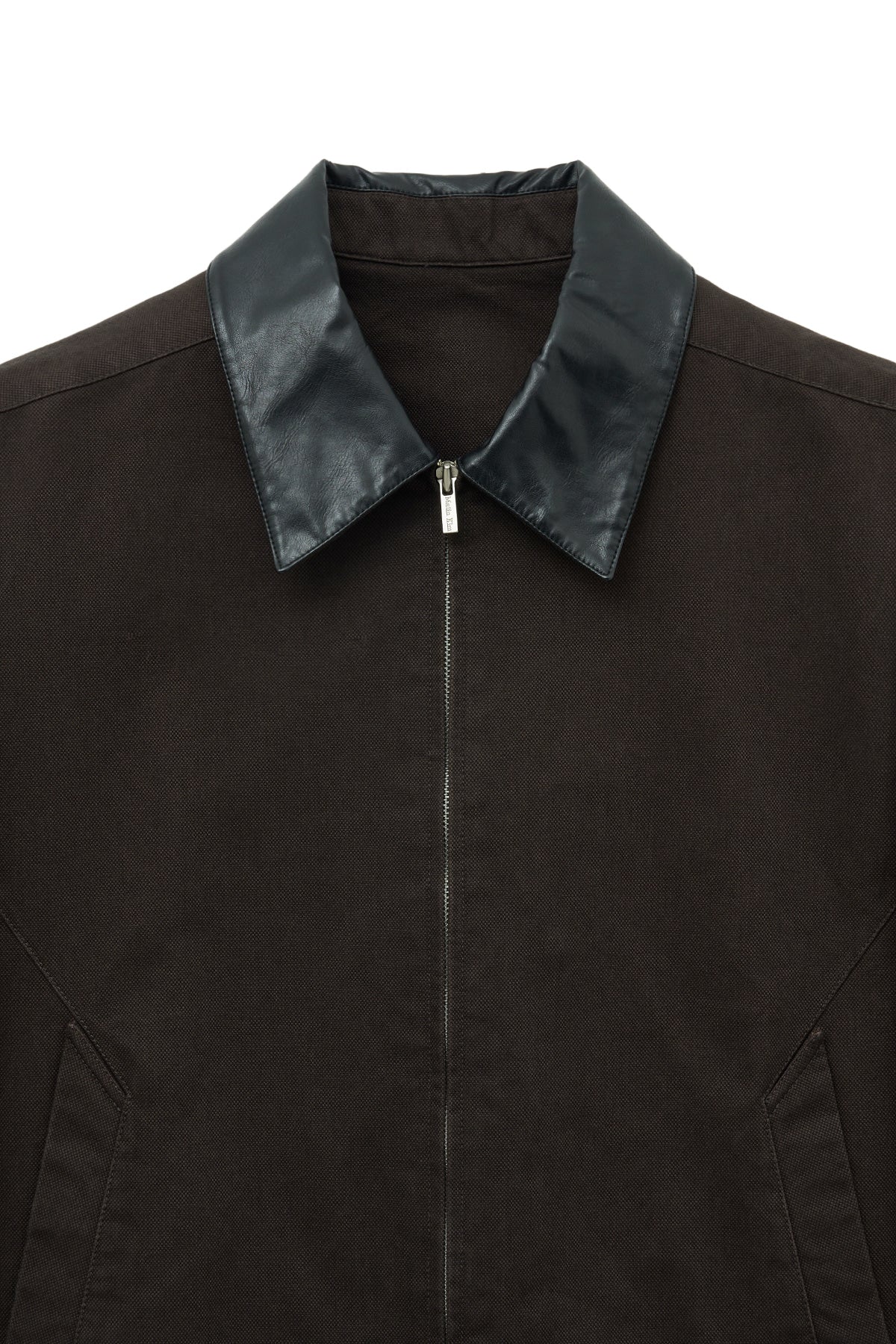 Matin Kim - Leather Collar Point Work Jacket (Dark Brown) product image 3 | TRAB K-Fashion Australia