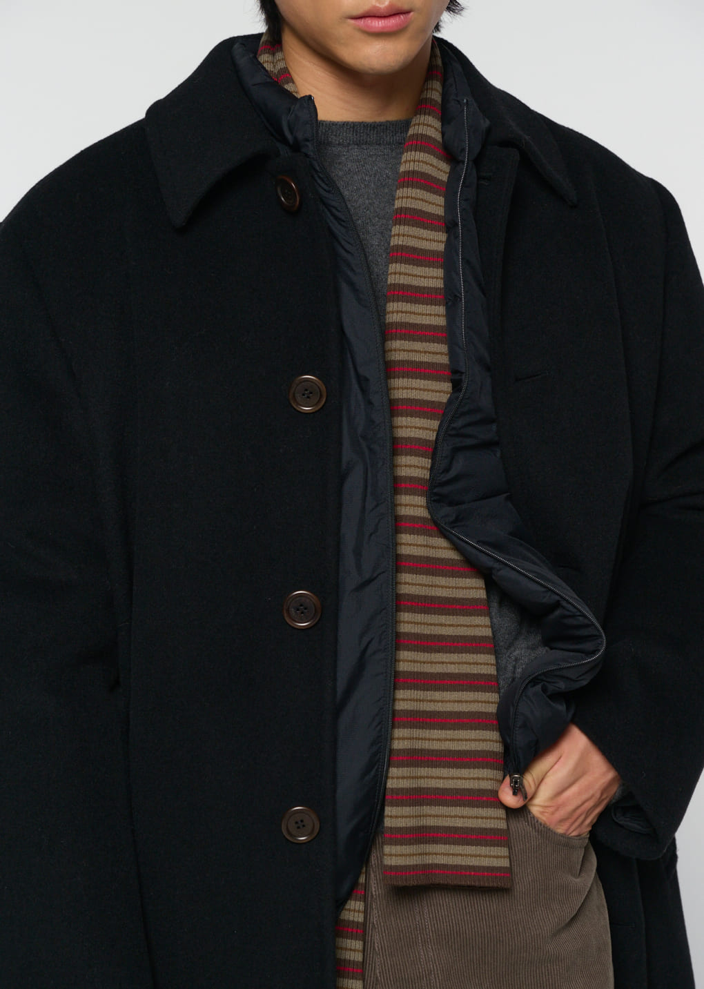 Amomento - men's single breasted long coat (Black) product image 7 | TRAB K-Fashion Australia