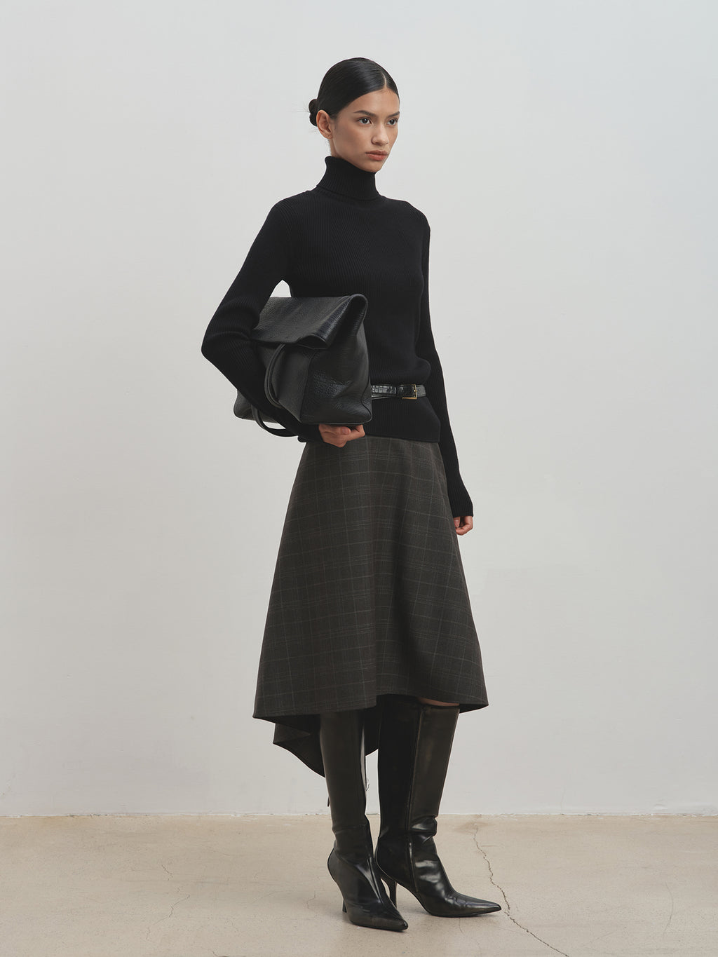Tonywack - Wool Checked Midi Skirt (Brown Check) product image 1 | TRAB K-Fashion Australia