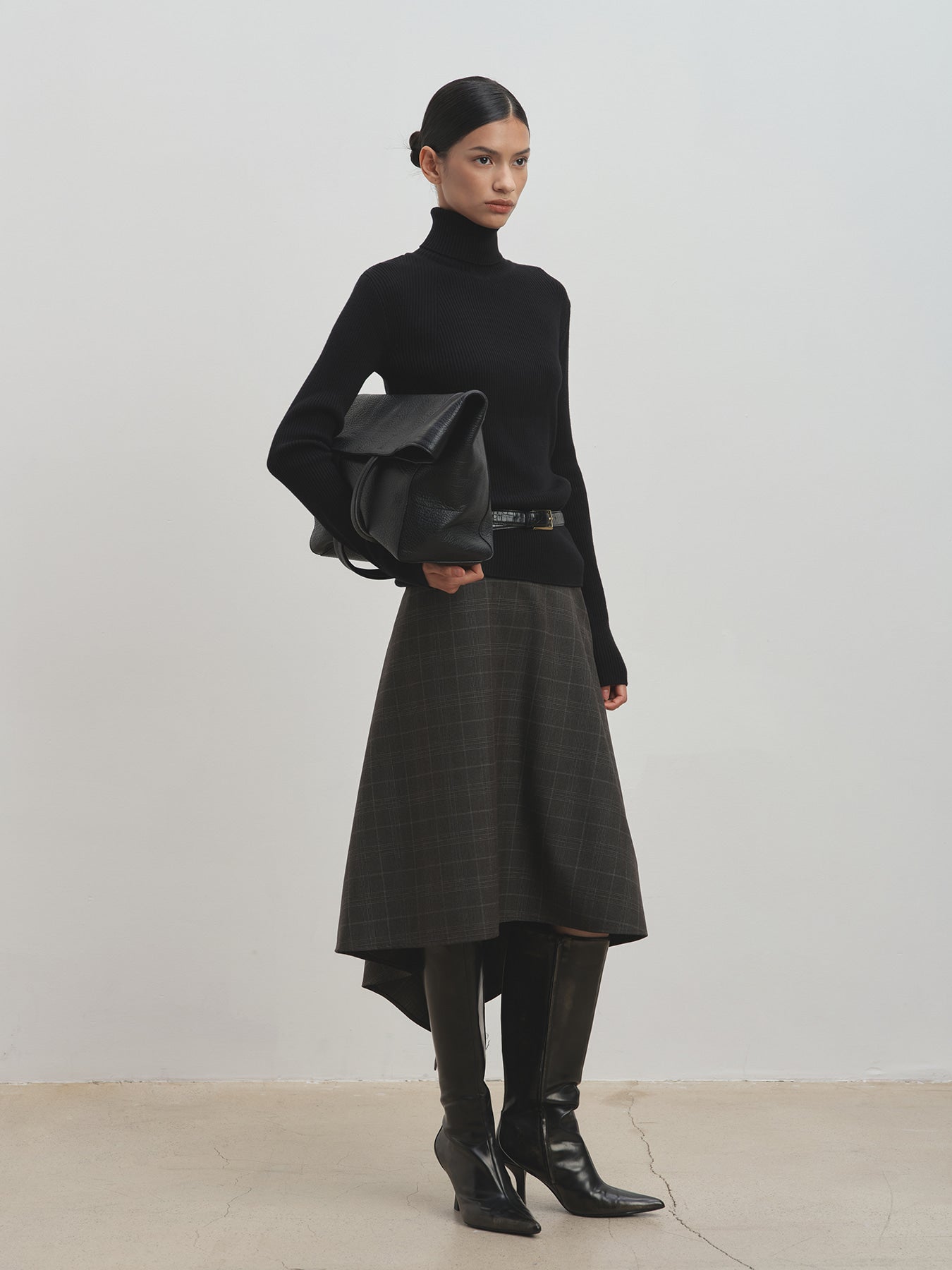 Tonywack - Wool Checked Midi Skirt (Brown Check) product image 1 | TRAB K-Fashion Australia