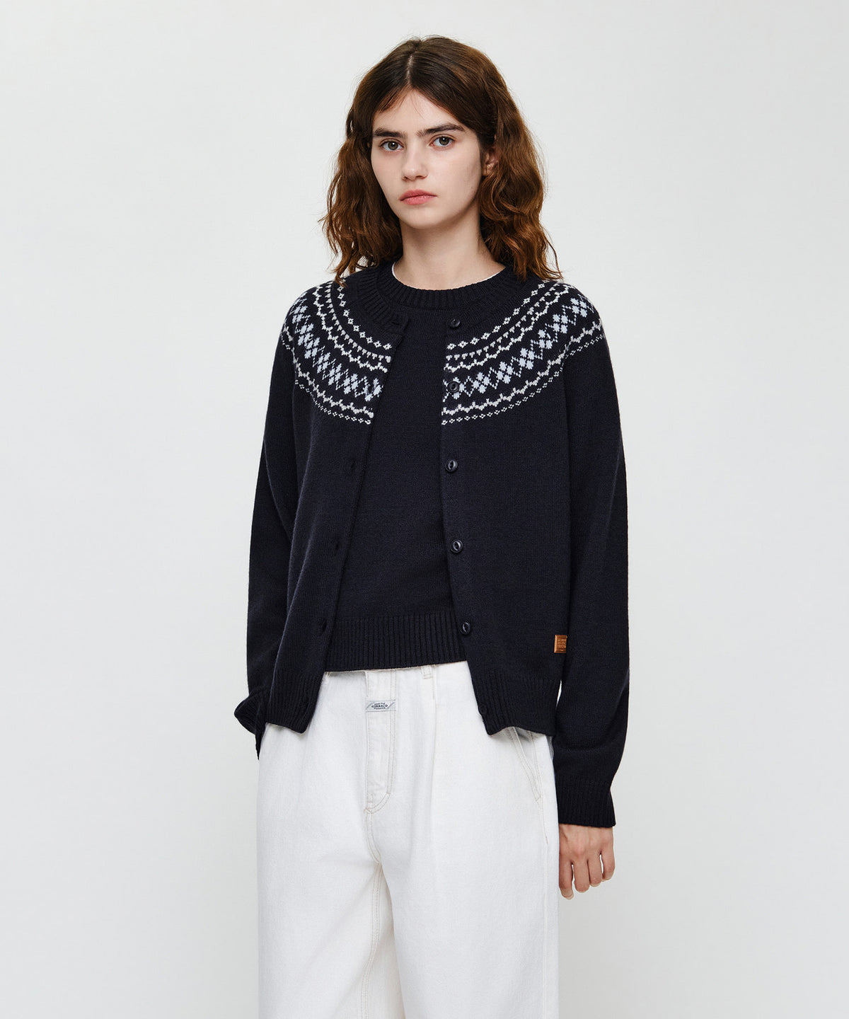 Marithe & Francois Girbaud - Small Classic Logo Nordic Cardigan Set Up (Navy) product image 1 | TRAB K-Fashion Australia