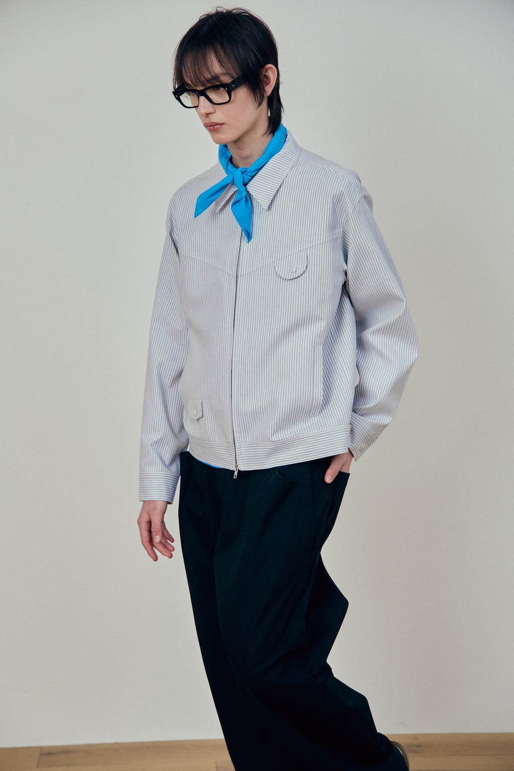 Stu - Embroidery Stripe Jacket Sky (Blue) product image 5 | TRAB K-Fashion Australia