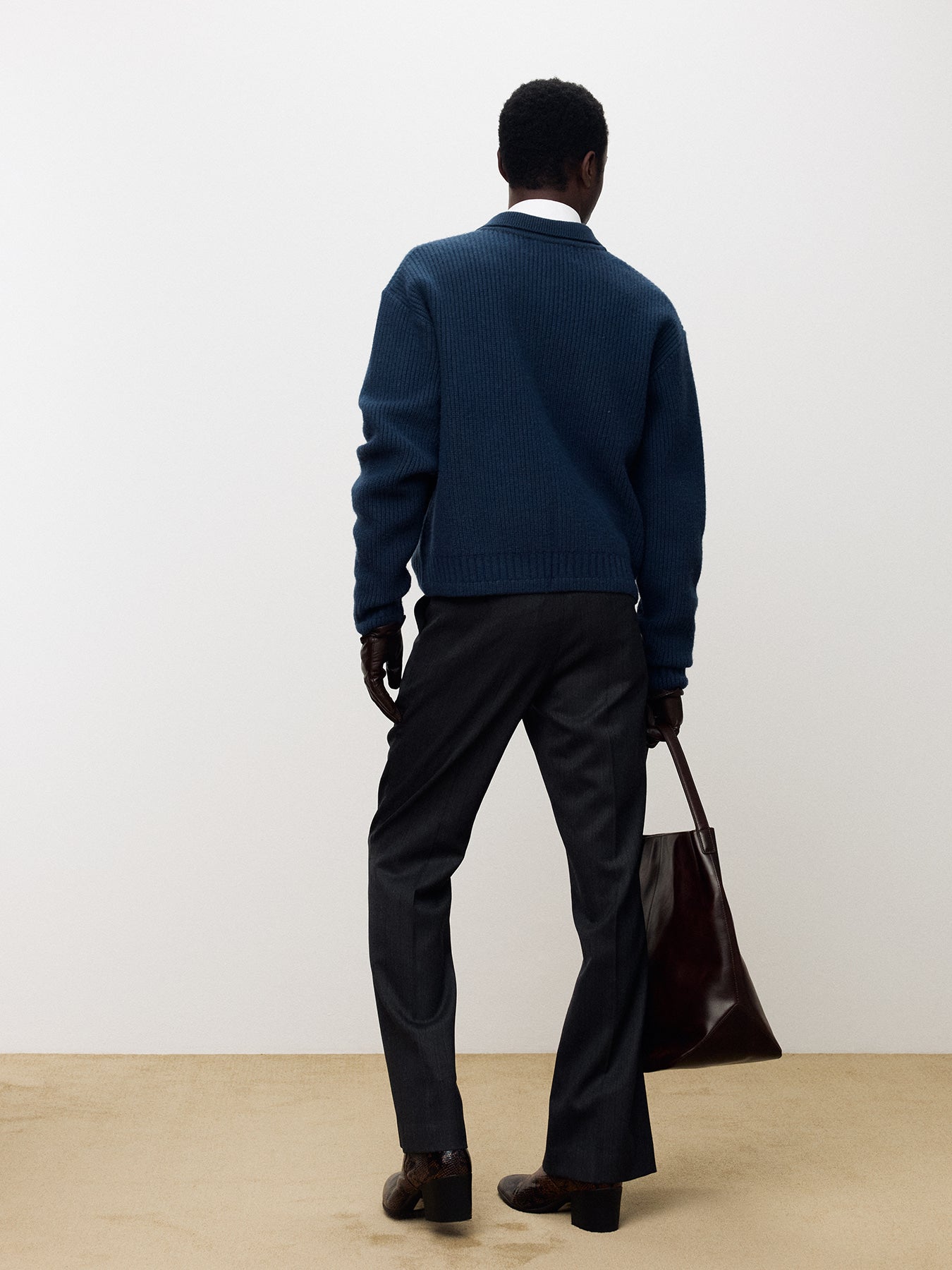 Tonywack - Virgin Wool Stripe Flared Trouser (Grey/Black) product image 7 | TRAB K-Fashion Australia