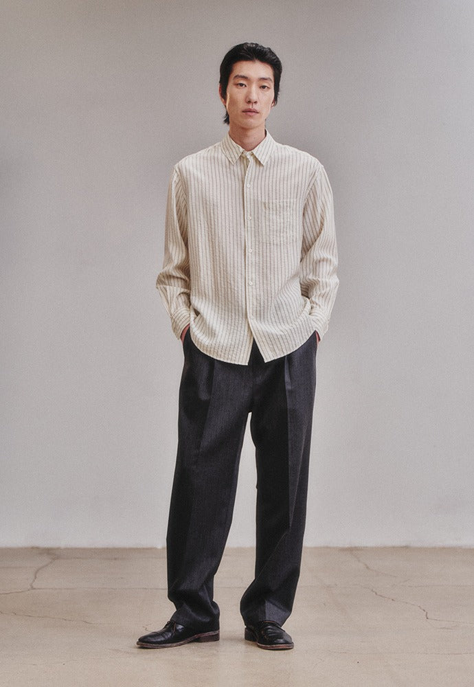 Art if acts - Wrinkle Rayon Shirt (Cream/Charcoal) product image 1 | TRAB K-Fashion Australia