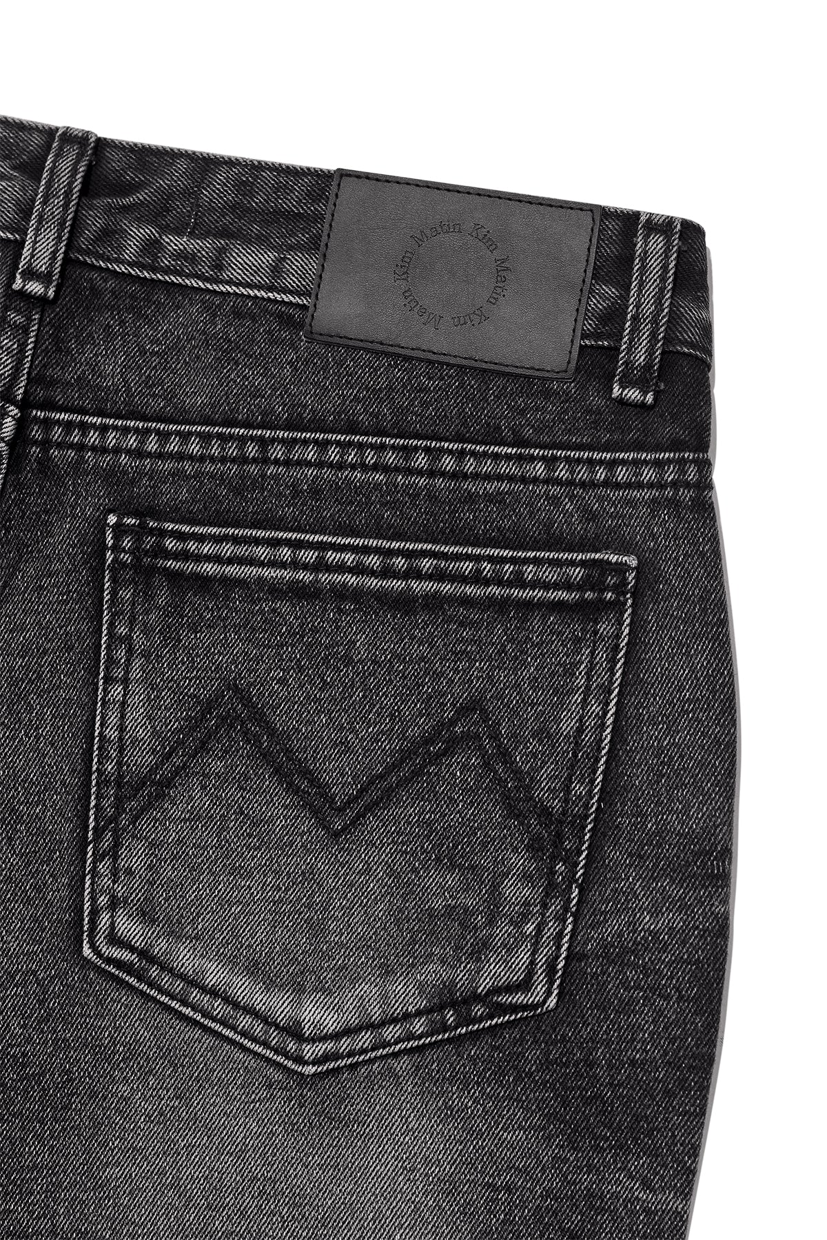 Matin Kim - Deep Washed Semi Boots Cut Denim Pants (Charcoal) product image 6 | TRAB K-Fashion Australia