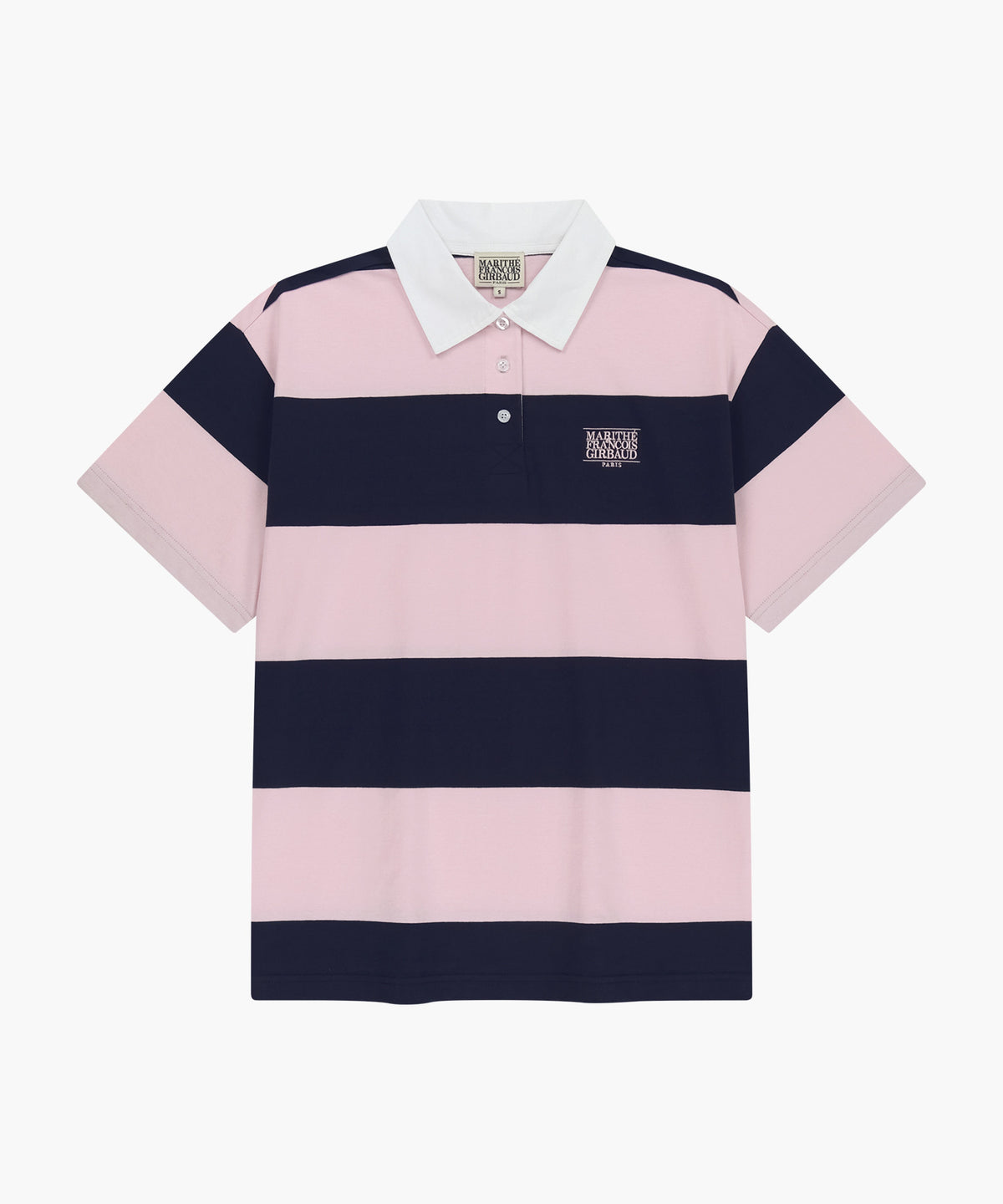 Marithe & Francois Girbaud - Small Classic Logo Rugby Stripe Oversized Collar Tee (Pink) product image 6 | TRAB K-Fashion Australia