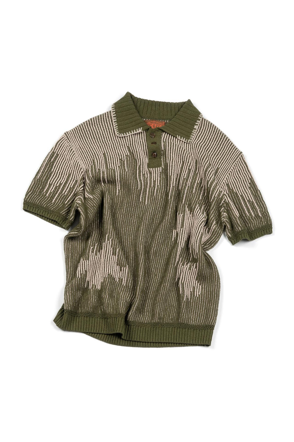 Ioedle - Artificial Meteor Shower Collared Short Sleeve Knit (Khaki) product image 1 | TRAB K-Fashion Australia