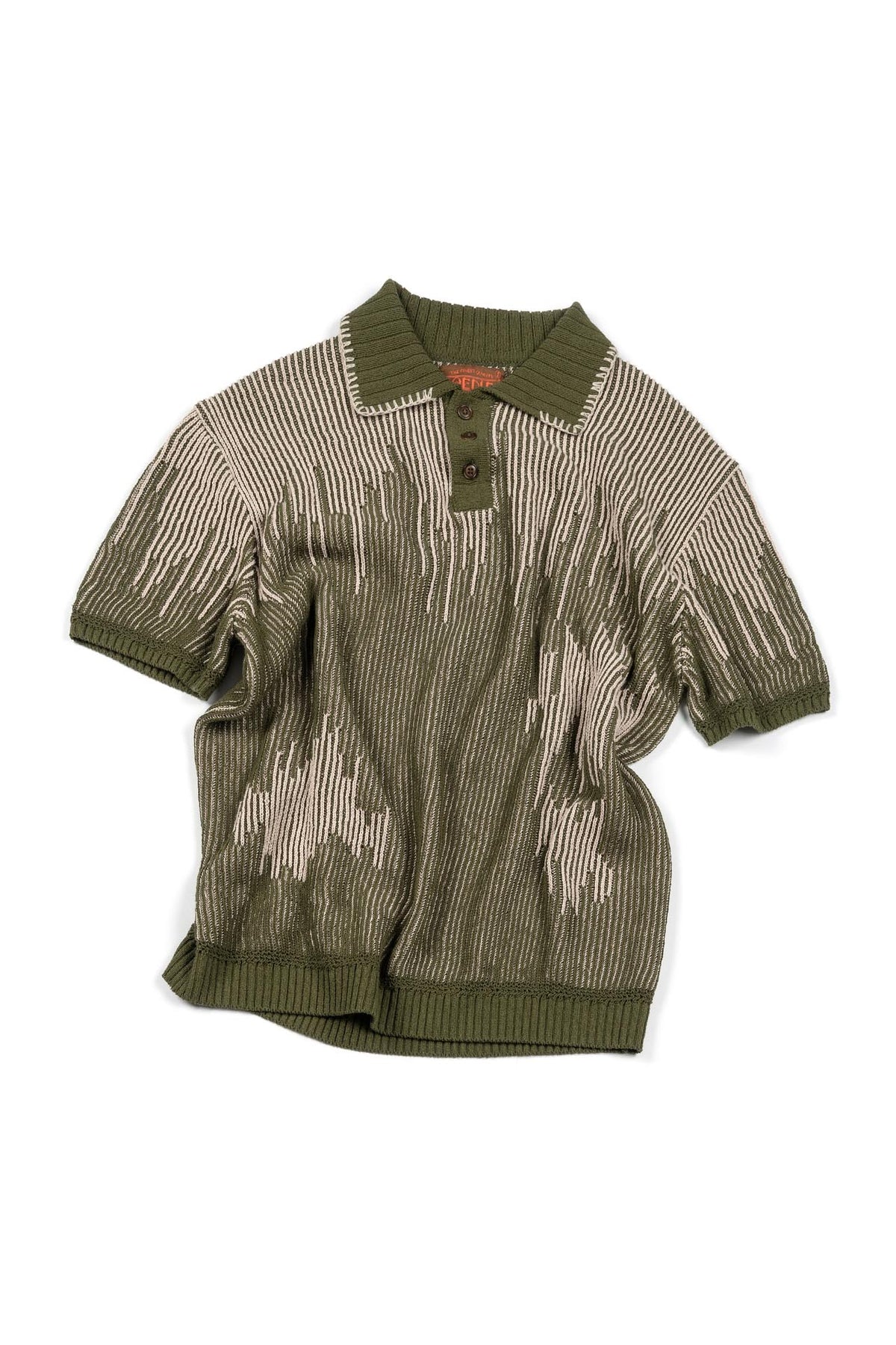 Ioedle - Artificial Meteor Shower Collared Short Sleeve Knit (Khaki) product image 1 | TRAB K-Fashion Australia