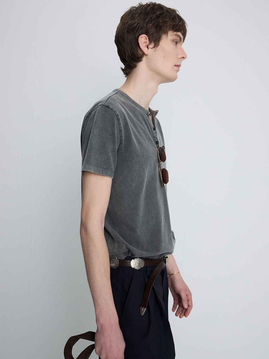 Tonywack - Garment Dyed Henley Neck Top (Charcoal) product image 7 | TRAB K-Fashion Australia