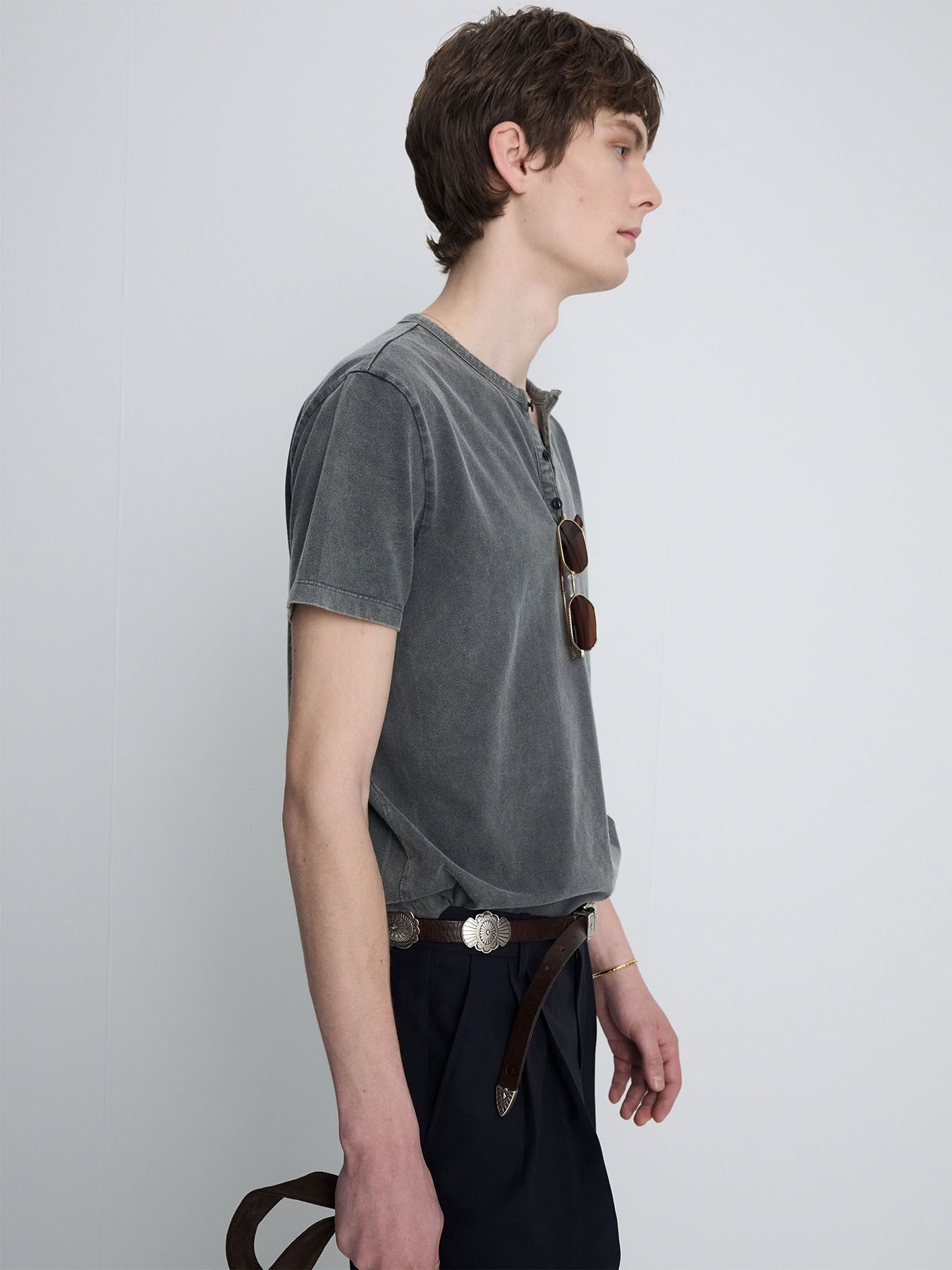 Tonywack - Garment Dyed Henley Neck Top (Charcoal) product image 7 | TRAB K-Fashion Australia