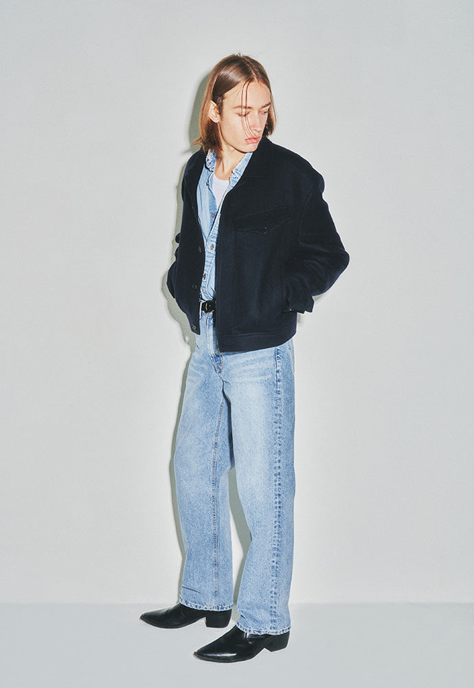 Tonywack - Wool Melton Chest Pocket Cropped Blouson (Navy) product image 4 | TRAB K-Fashion Australia