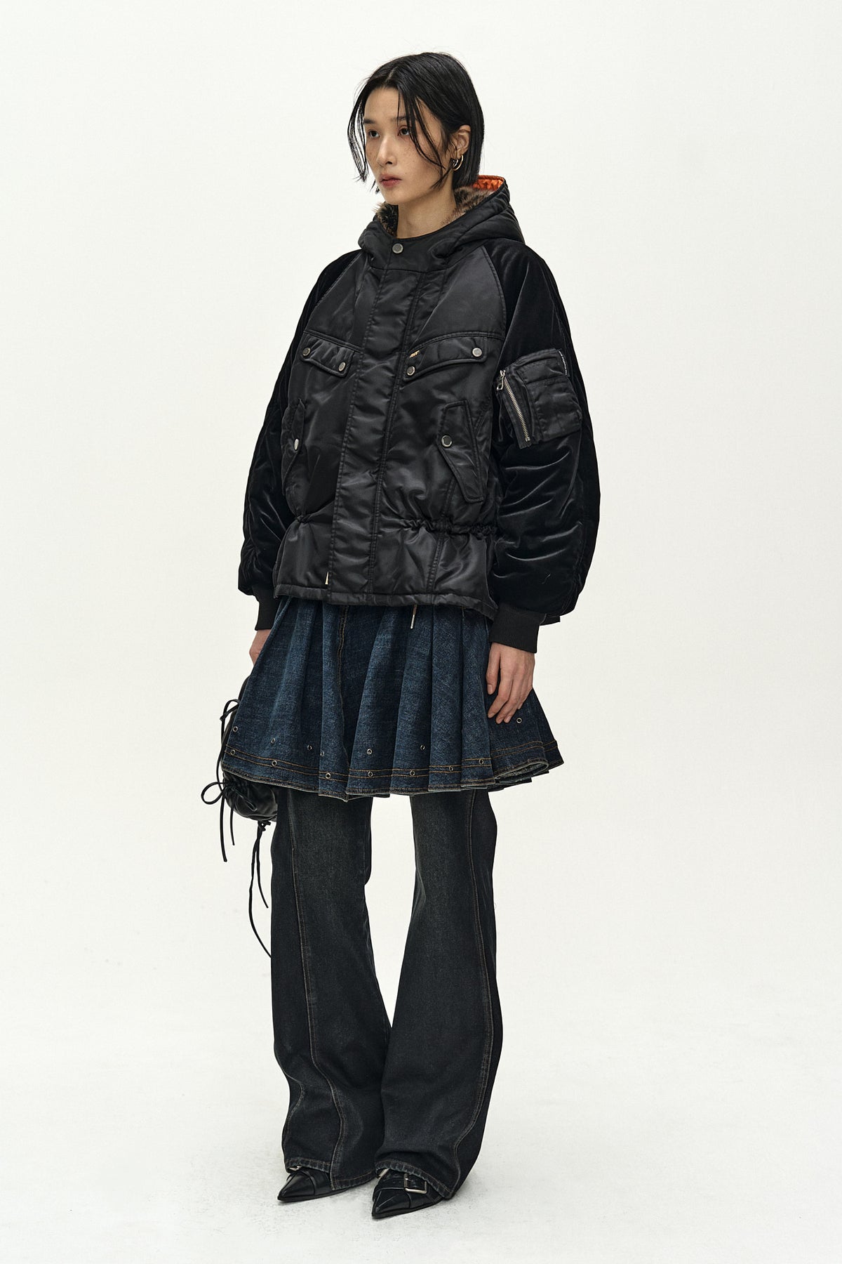 Andersson Bell - Utility Hooded Puffer Peplum Jacket (Black) product image 4 | TRAB K-Fashion Australia