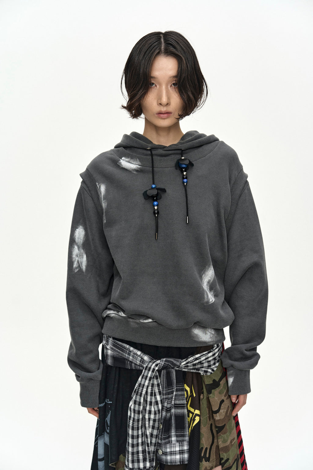Andersson Bell - Metallic Painted Layered Hoodie (Charcoal) product image 5 | TRAB K-Fashion Australia