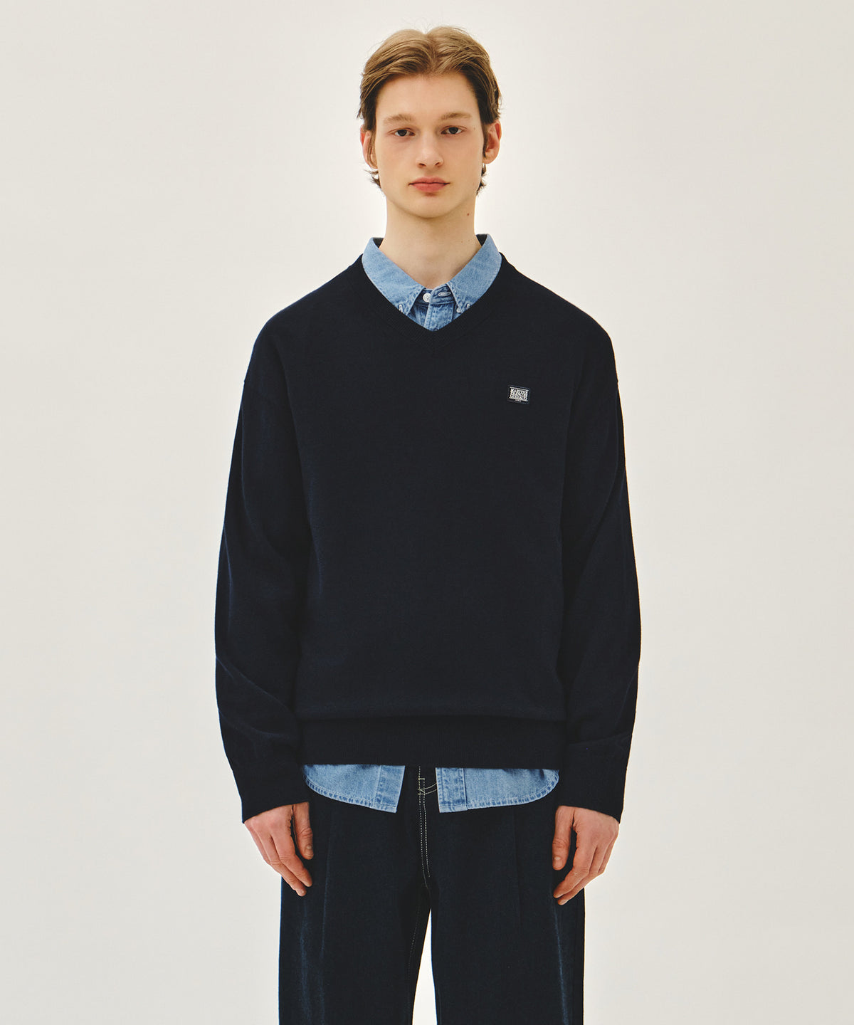 Marithe & Francois Girbaud - V-neck Knit Pullover (Navy) product image 1 | TRAB K-Fashion Australia
