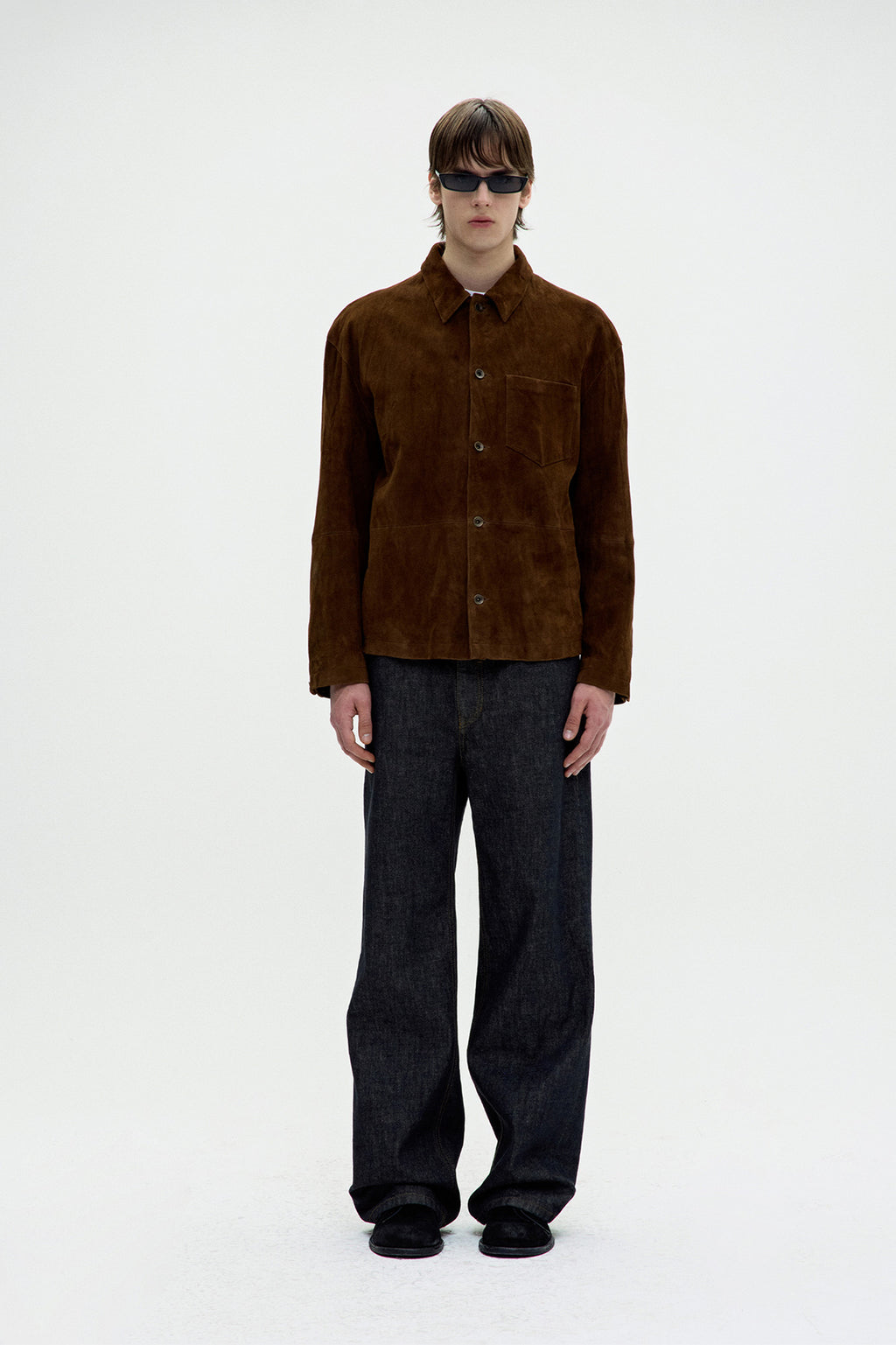 Coor - Pleated Wash Leather Shirt Jacket (Dark Brown) product image 2 | TRAB K-Fashion Australia