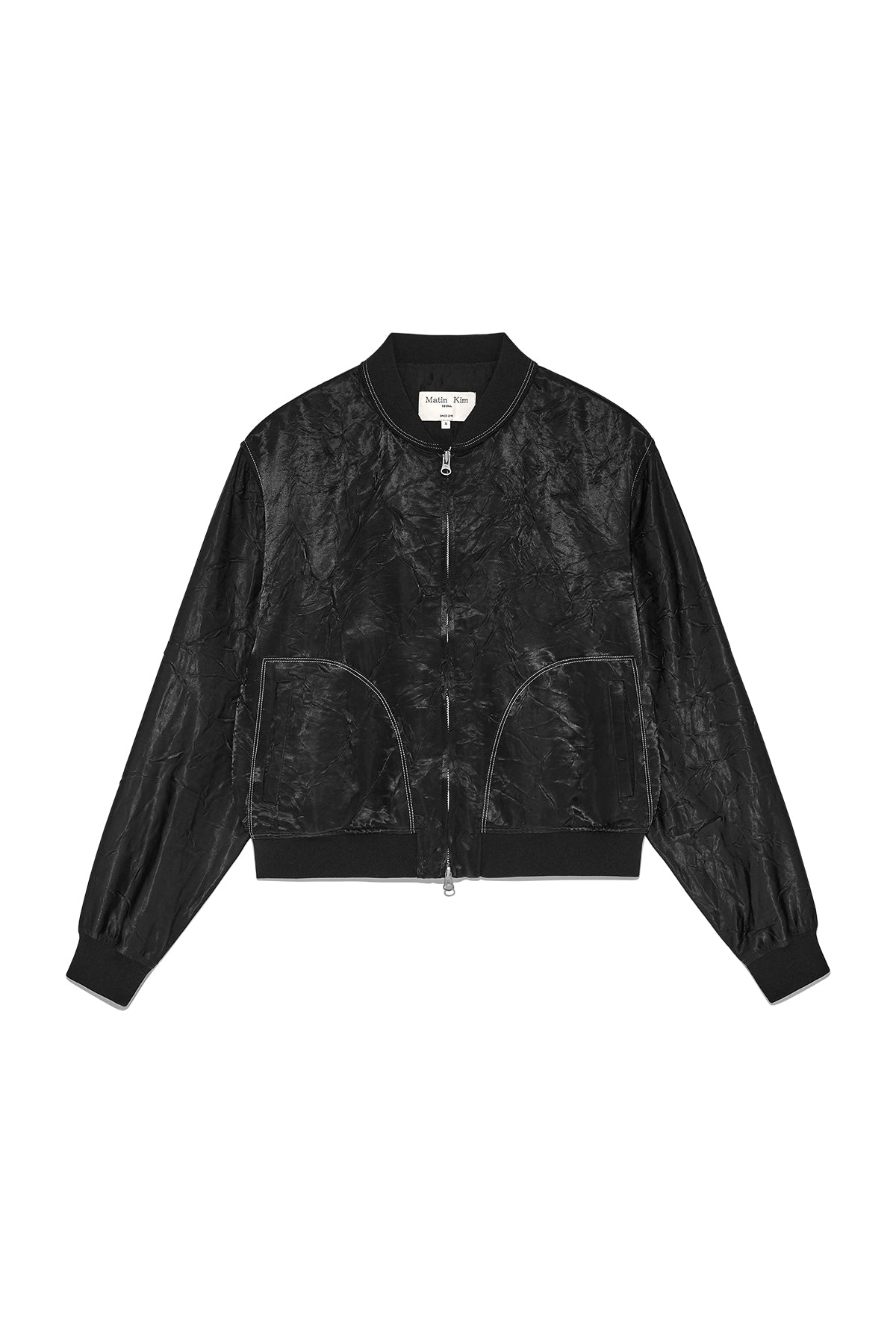 Matin Kim - Back Logo Crinkle Blouson (Black) product image 1 | TRAB K-Fashion Australia