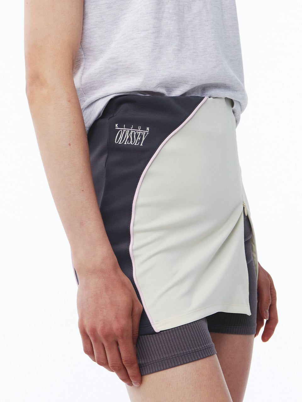 Kijun - Slit Cycle Shorts (Ivory Charcoal) product image 6 | TRAB K-Fashion Australia