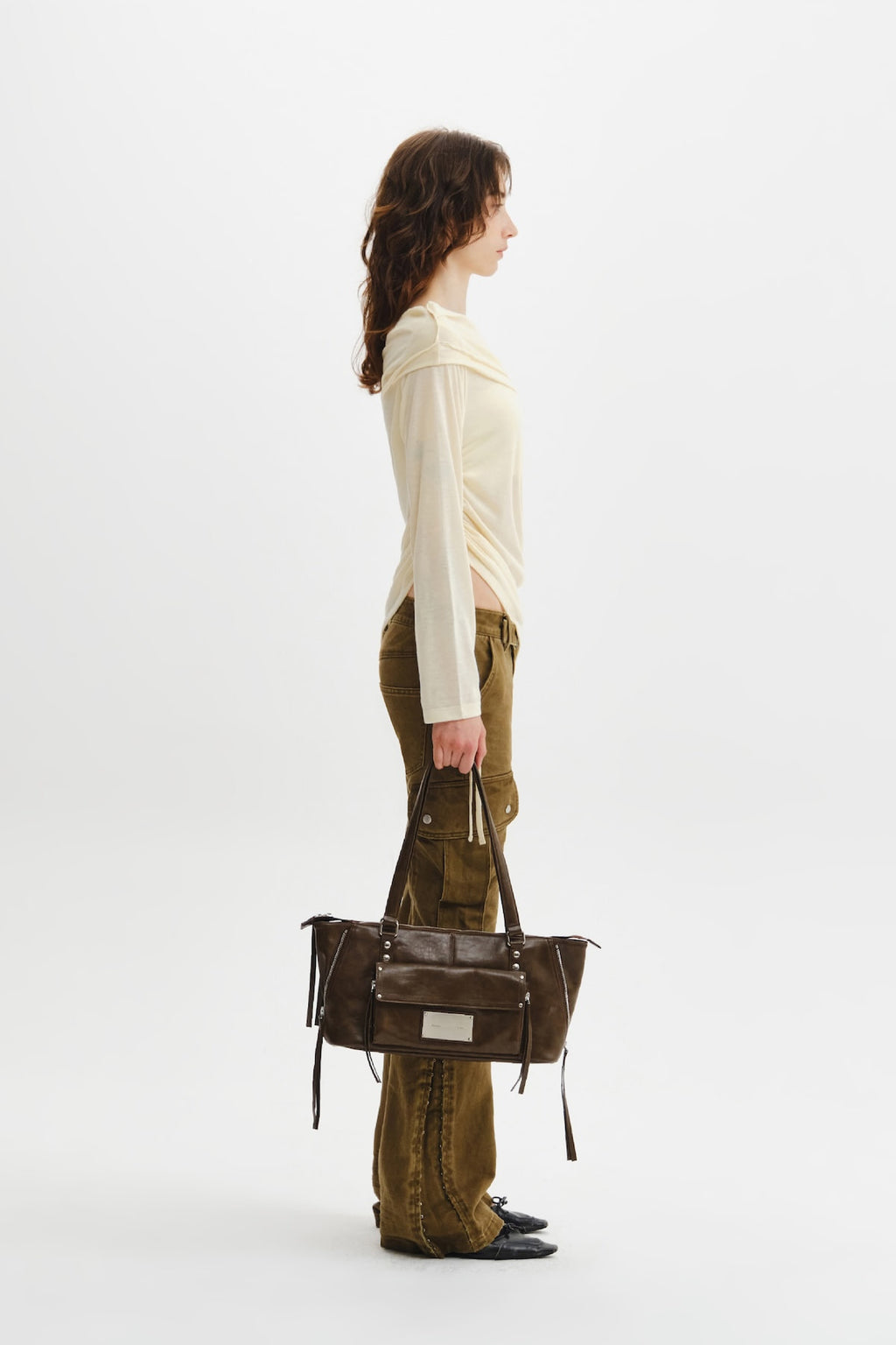 Matin Kim - Flap Pocket Shoulder Bag (Brown) product image 7 | TRAB K-Fashion Australia