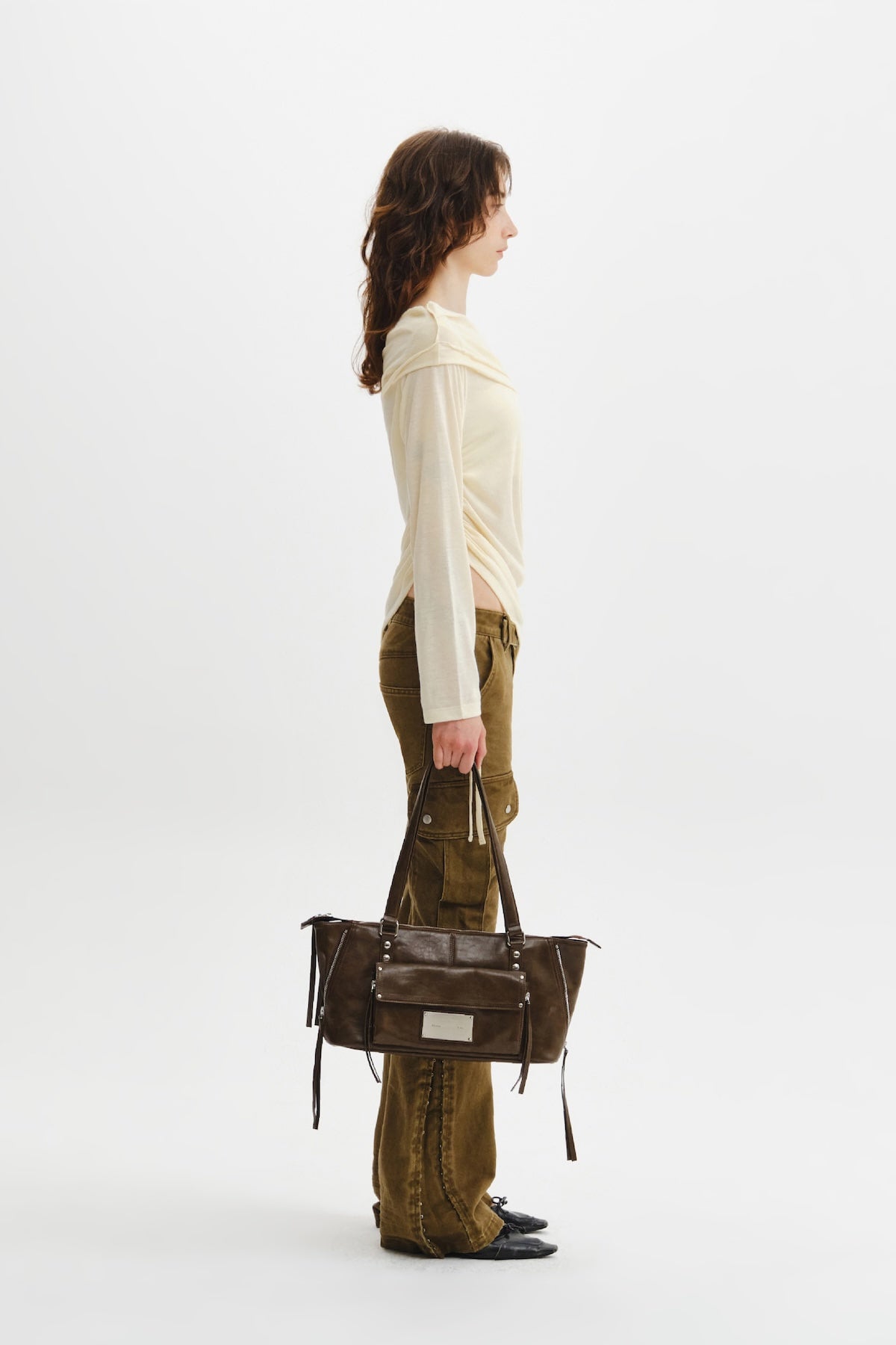 Matin Kim - Flap Pocket Shoulder Bag (Brown) product image 7 | TRAB K-Fashion Australia