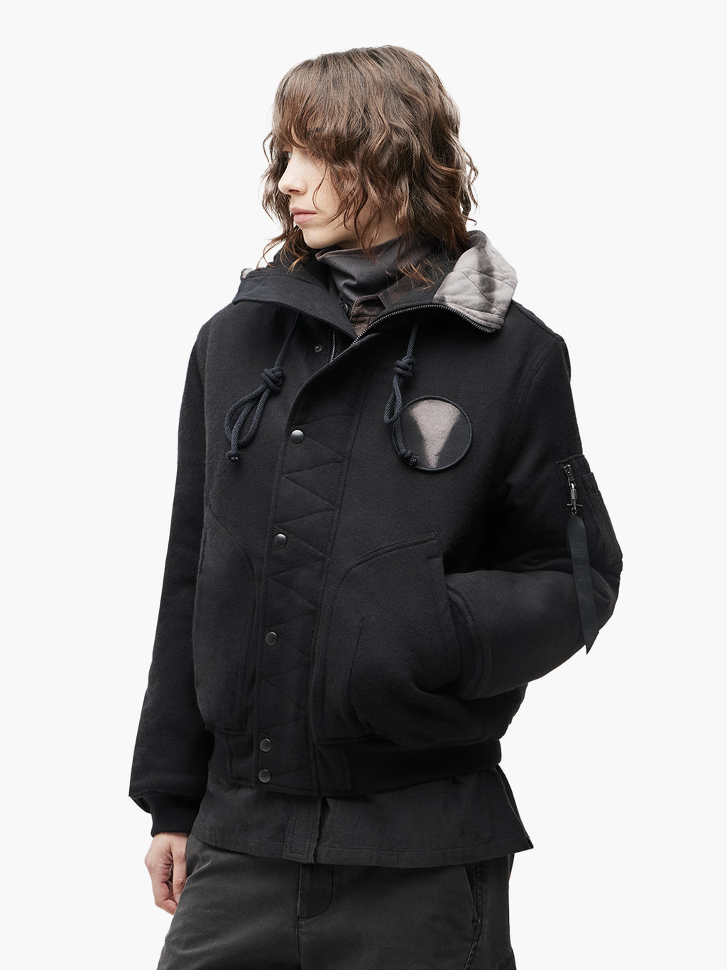 Jiyong Kim - Sun-Bleached Split-Hood Flight Jacket (Black) product image 4 | TRAB K-Fashion Australia