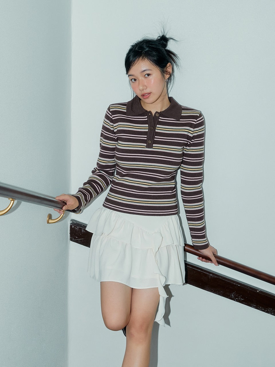 Margarin Fingers - Multi Stripe Pique Knit (Brown) product image 1 | TRAB K-Fashion Australia