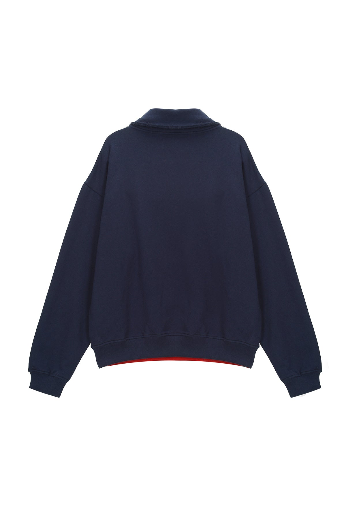 Matin Kim - Color Block Logo Half Zip Sweatshirt (Red) product image 2 | TRAB K-Fashion Australia