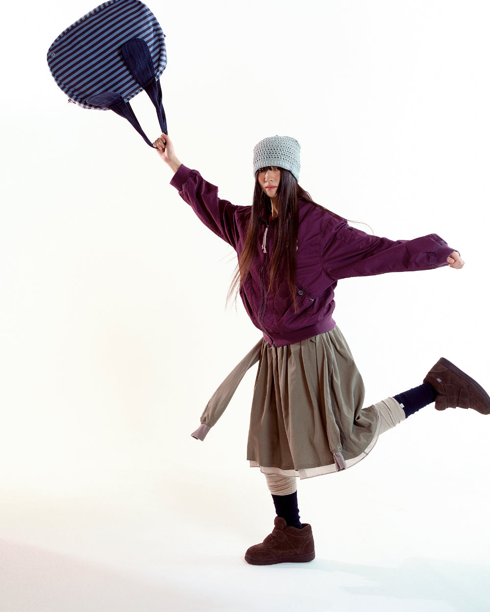 Coyseio - Strap Shirring Skirt (Ash Brown) product image 3 | TRAB K-Fashion Australia
