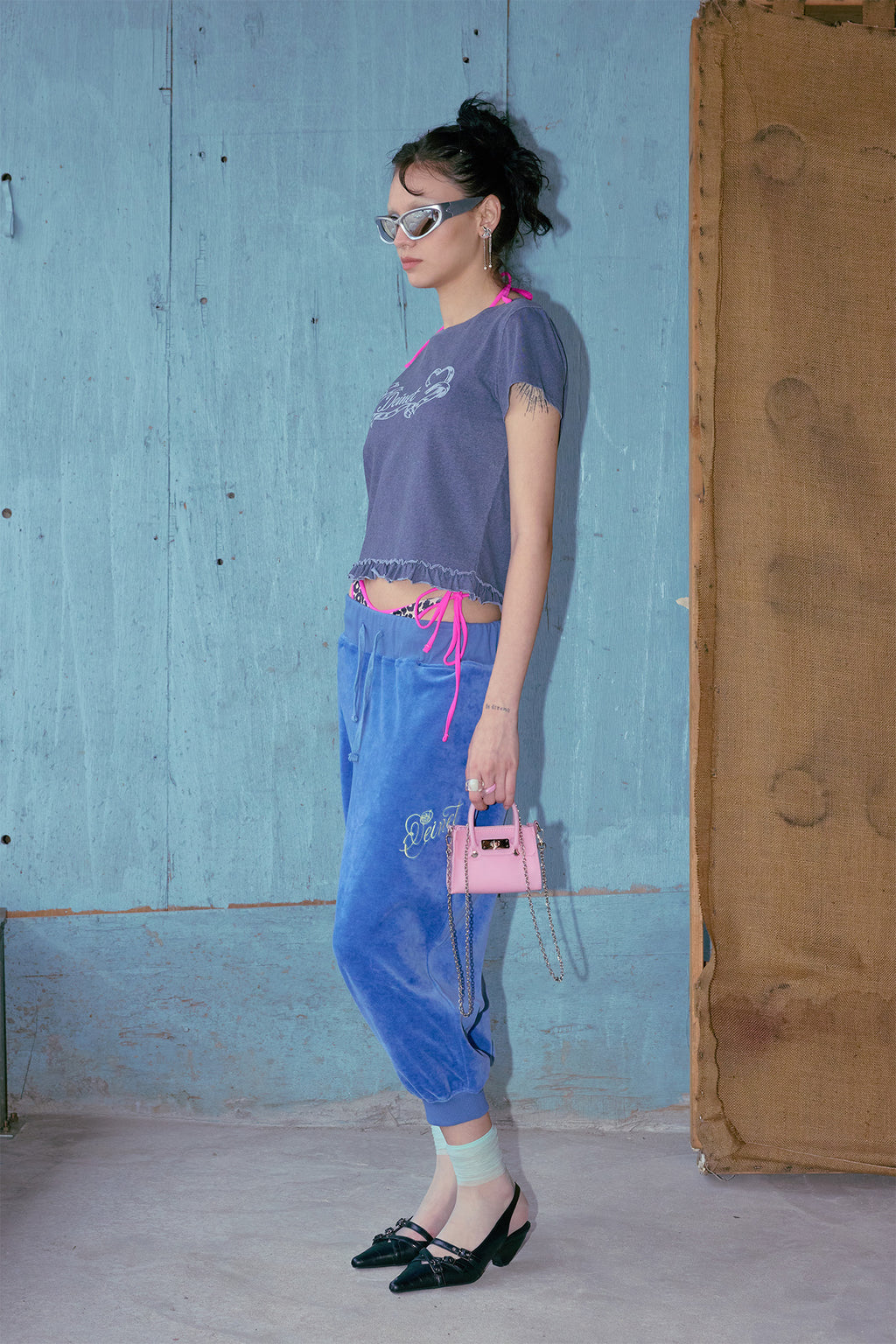 Deinet - Ruffle Washed T-Shirt (Navy) product image 2 | TRAB K-Fashion Australia