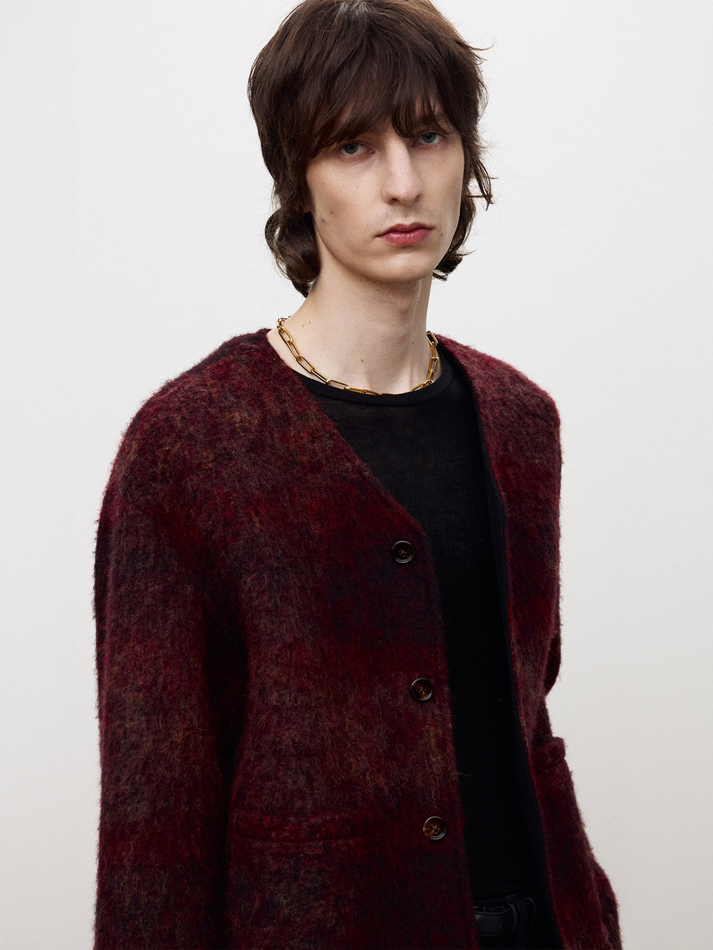 Tonywack - Mohair V-Neck Blouson Italian Fabric (Dark Red) product image 7 | TRAB K-Fashion Australia