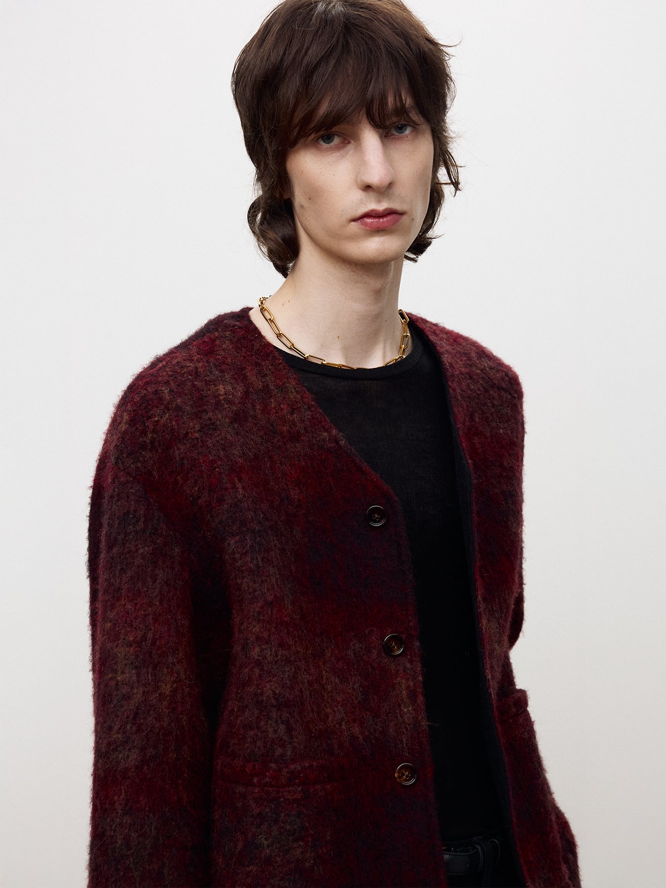 Tonywack - Mohair V-Neck Blouson Italian Fabric (Dark Red) product image 7 | TRAB K-Fashion Australia