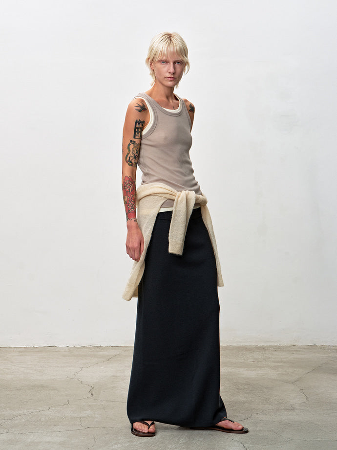 Tonywack - Mercerized Wool Knit Maxi Skirt (Dark Grey) product image 7 | TRAB K-Fashion Australia