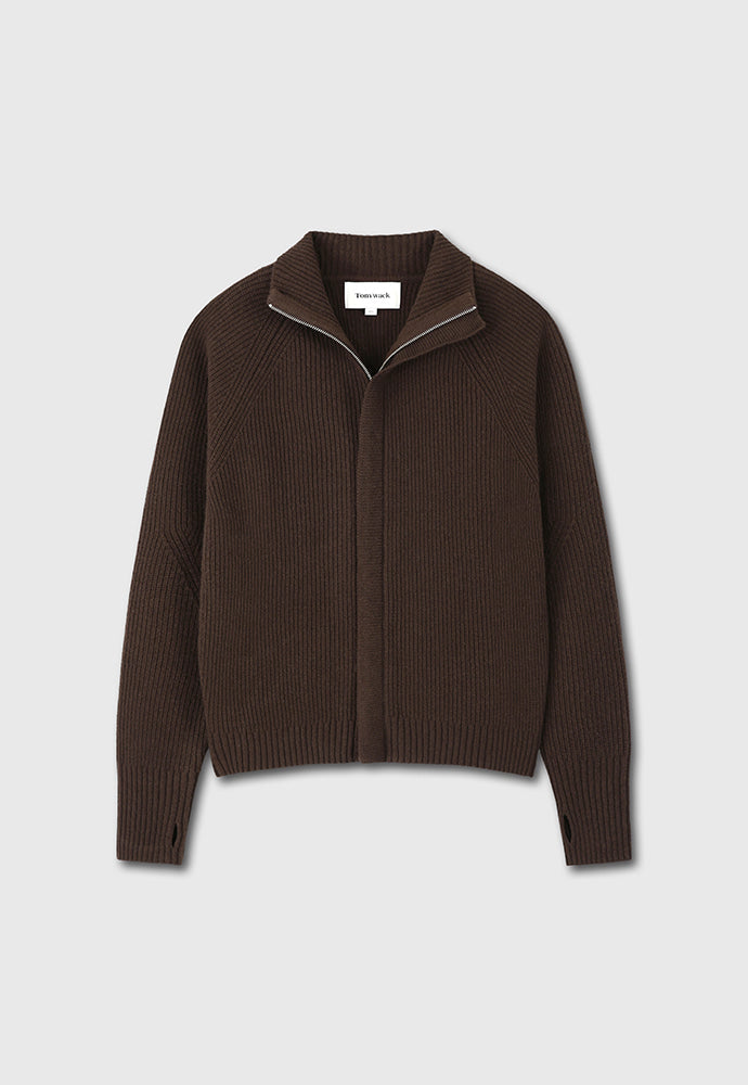 Tonywack - Super Fine Merino Wool Placket Zip-Up Knit (Dark Brown) product image 11 | TRAB K-Fashion Australia