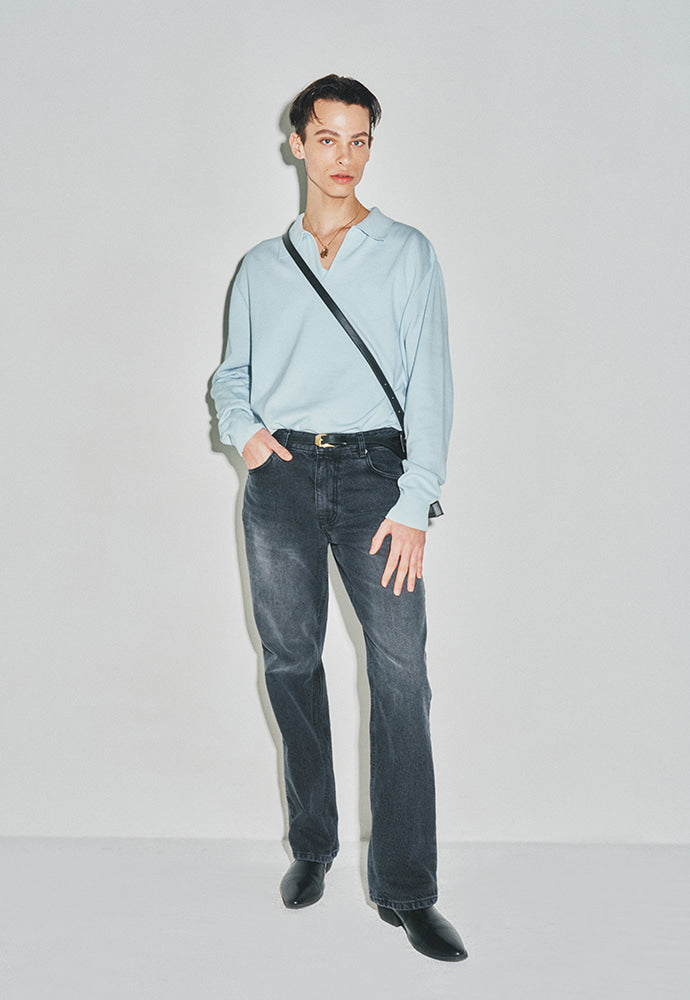 Tonywack - High Count Whole Garment Saddle Neck Knit (Baby Blue) product image 2 | TRAB K-Fashion Australia