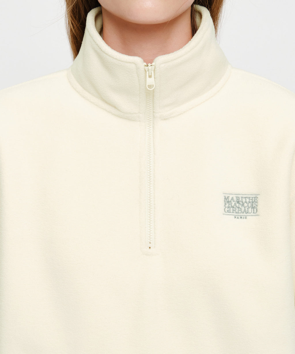 Marithe & Francois Girbaud - Small Classic Logo Fleece Anorak (Ivory) product image 4 | TRAB K-Fashion Australia