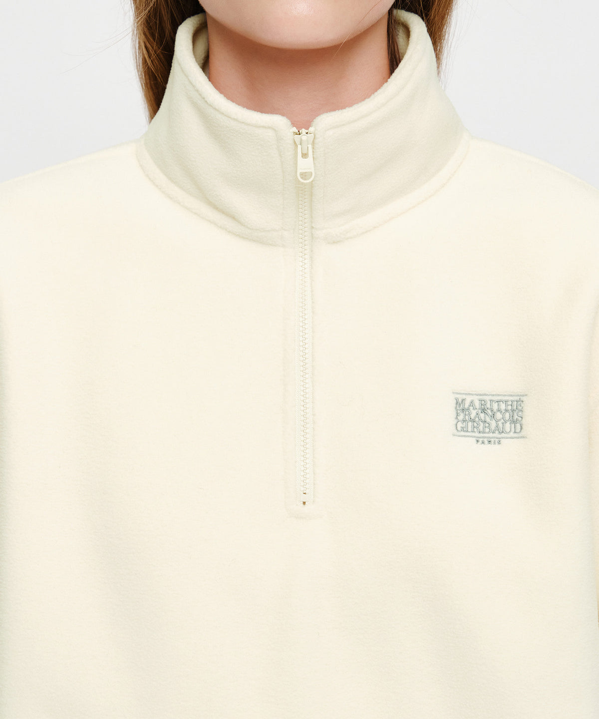 Marithe & Francois Girbaud - Small Classic Logo Fleece Anorak (Ivory) product image 4 | TRAB K-Fashion Australia