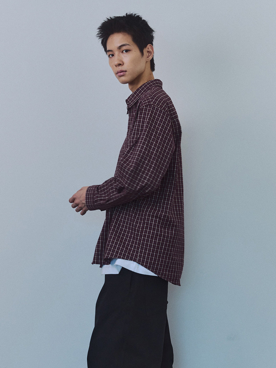 Kijun - Ivy Classic Check Shirt (Burgundy) product image 1 | TRAB K-Fashion Australia