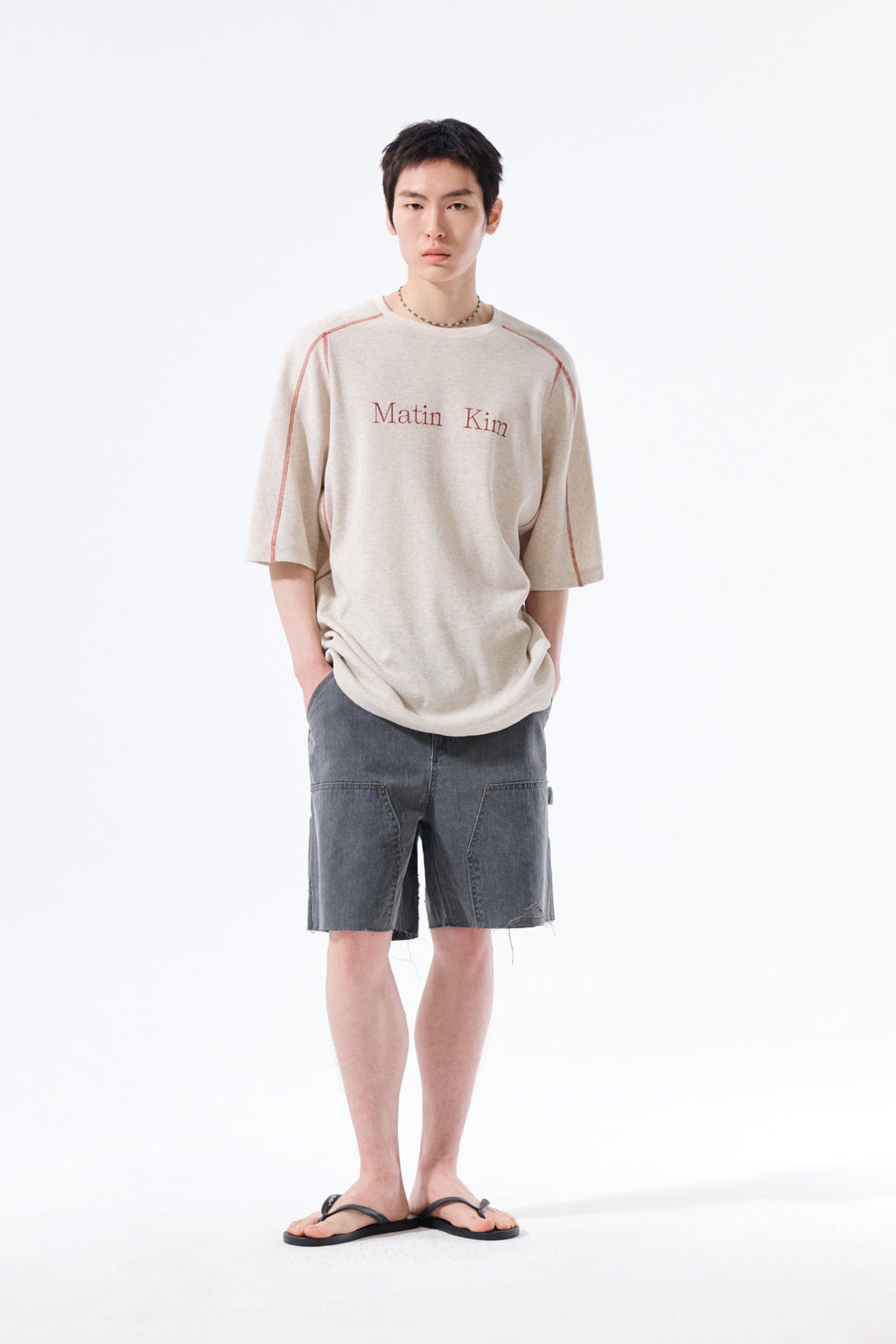 Matin Kim - Matin Kim Logo Waffle Top (Light Beige) product image 9 | TRAB K-Fashion Australia