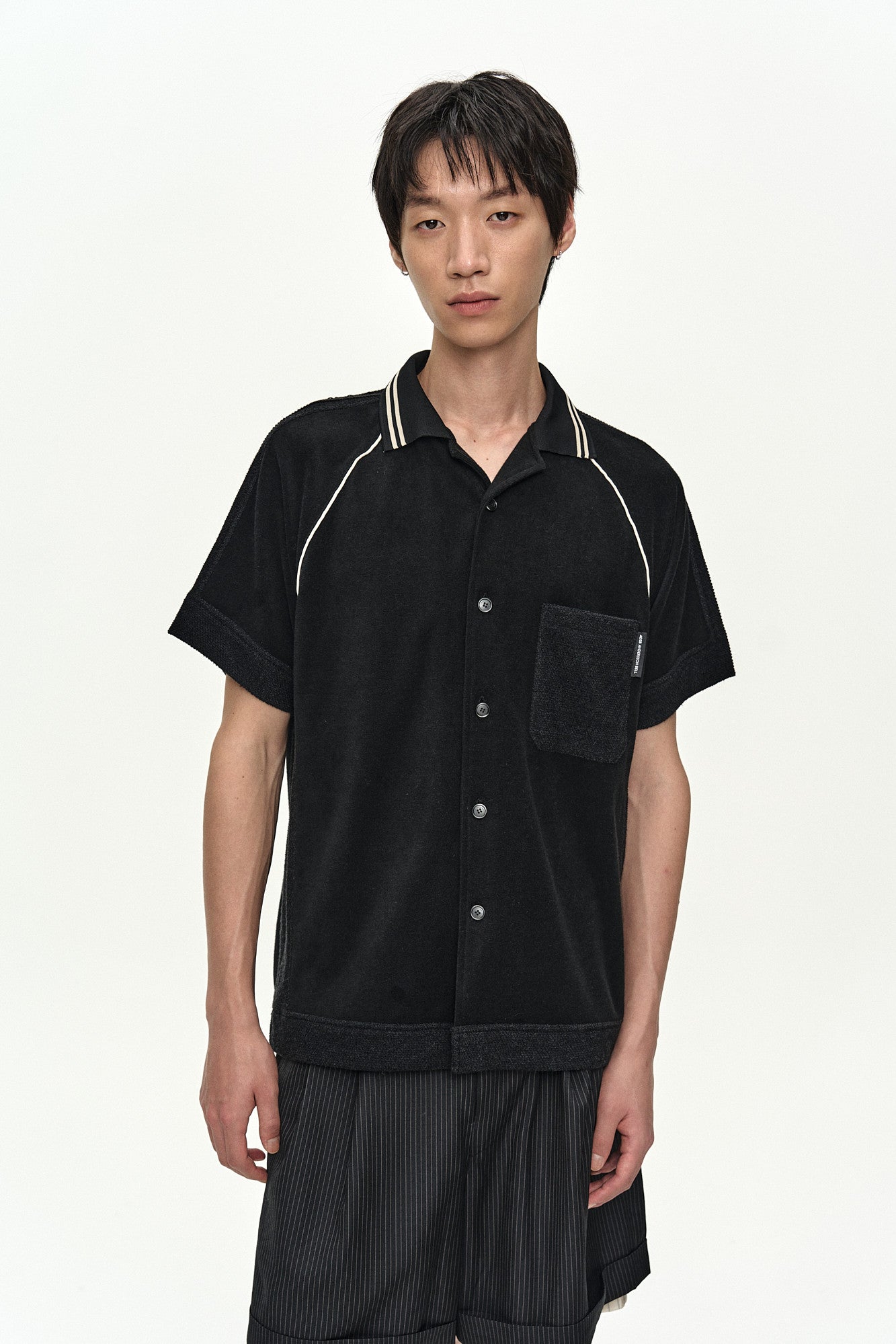 Andersson Bell - Lagos Terry Open Collar Shirt (Black) product image 4 | TRAB K-Fashion Australia