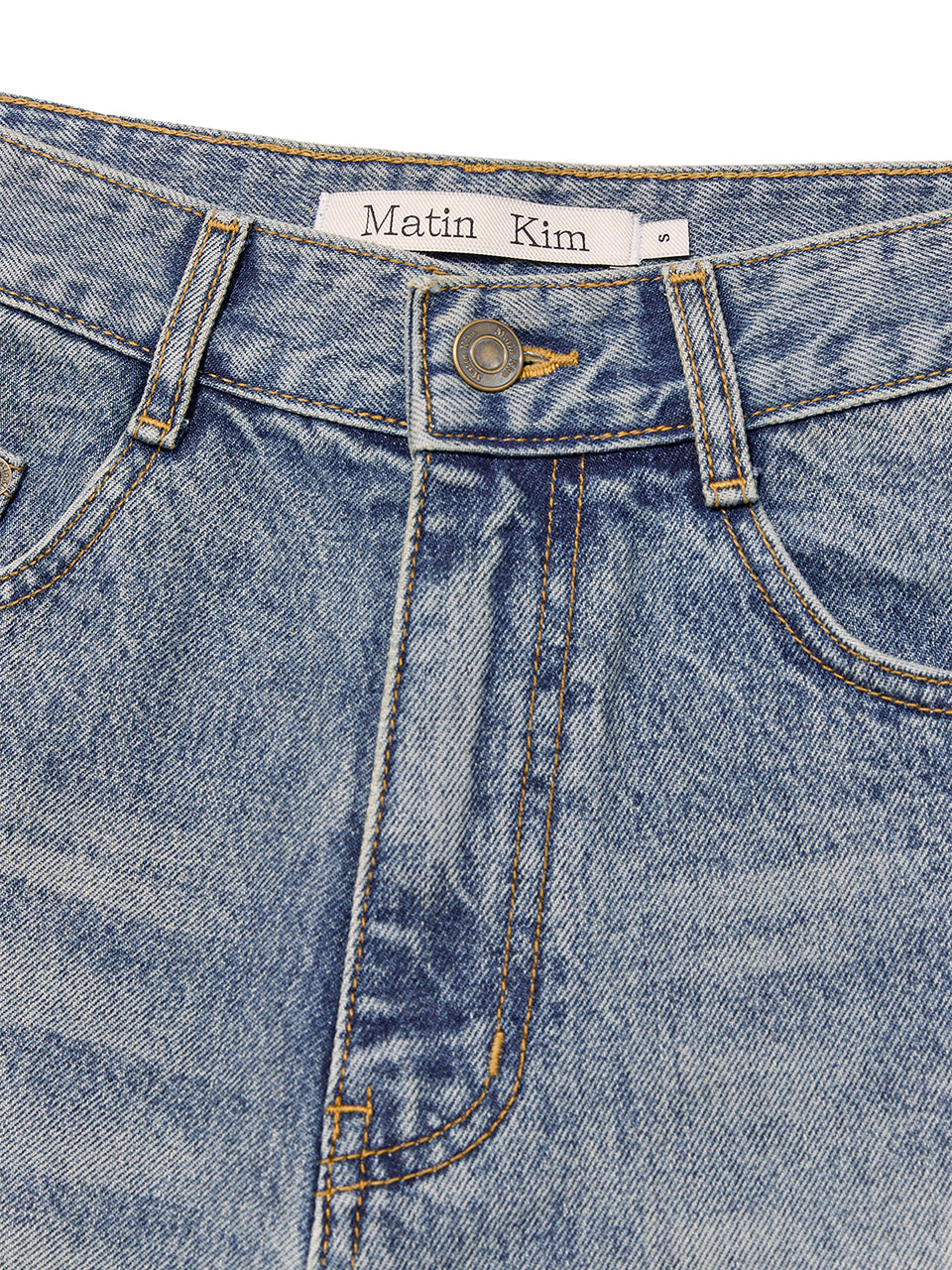 Matin Kim - Hem Point Bermuda Denim Pants (Blue) product image 3 | TRAB K-Fashion Australia