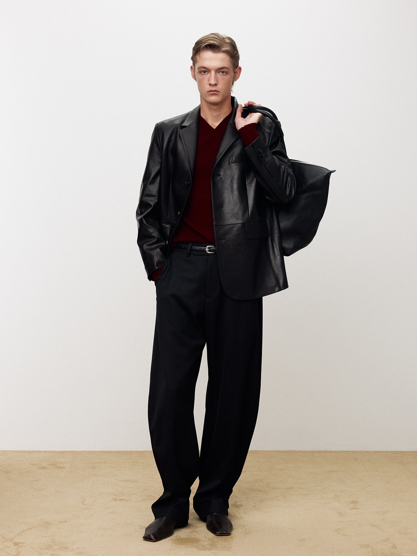 Tonywack - Vegetable Tanned Lamb Leather Tailored Jacket (Black) product image 2 | TRAB K-Fashion Australia